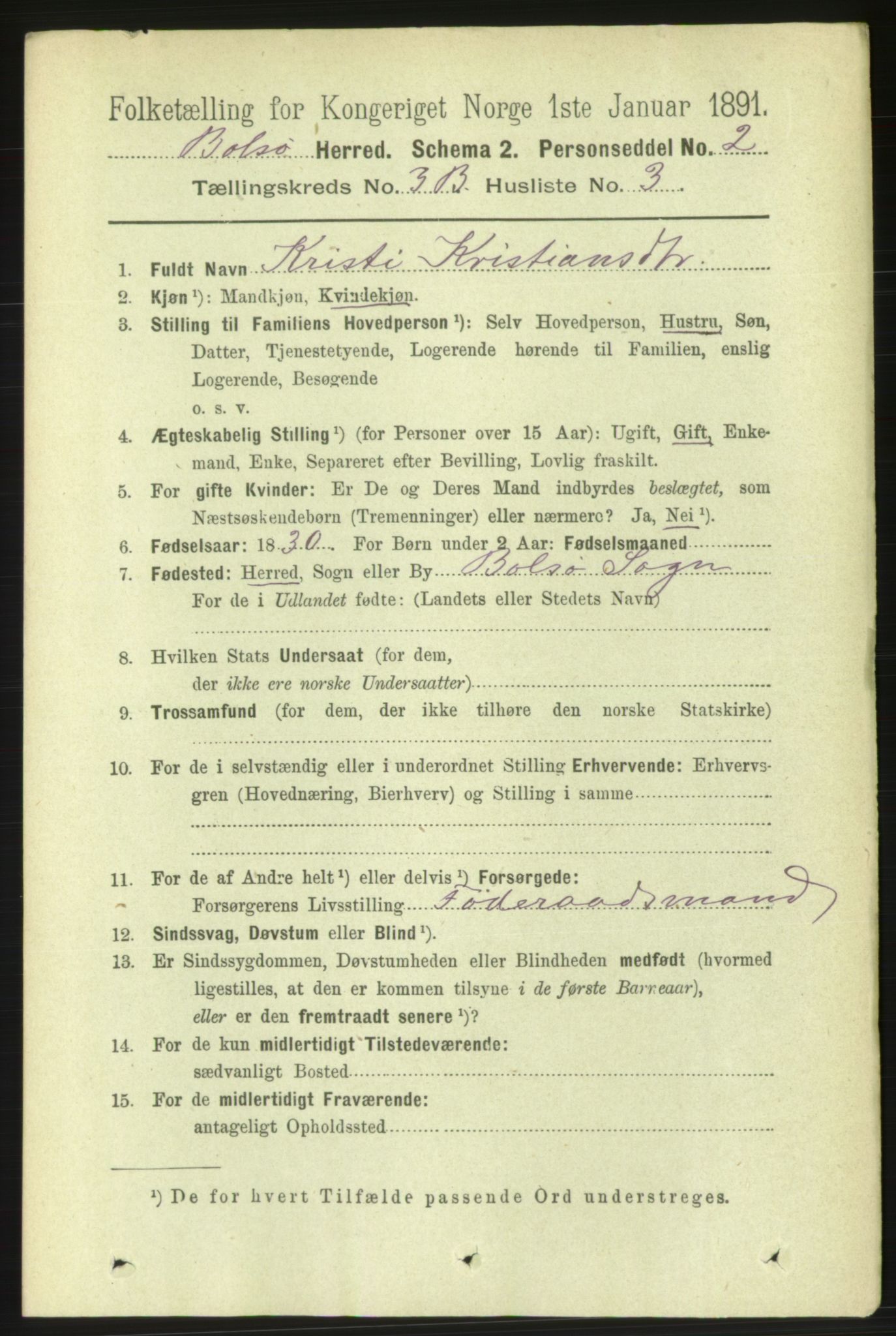 RA, 1891 census for 1544 Bolsøy, 1891, p. 2105