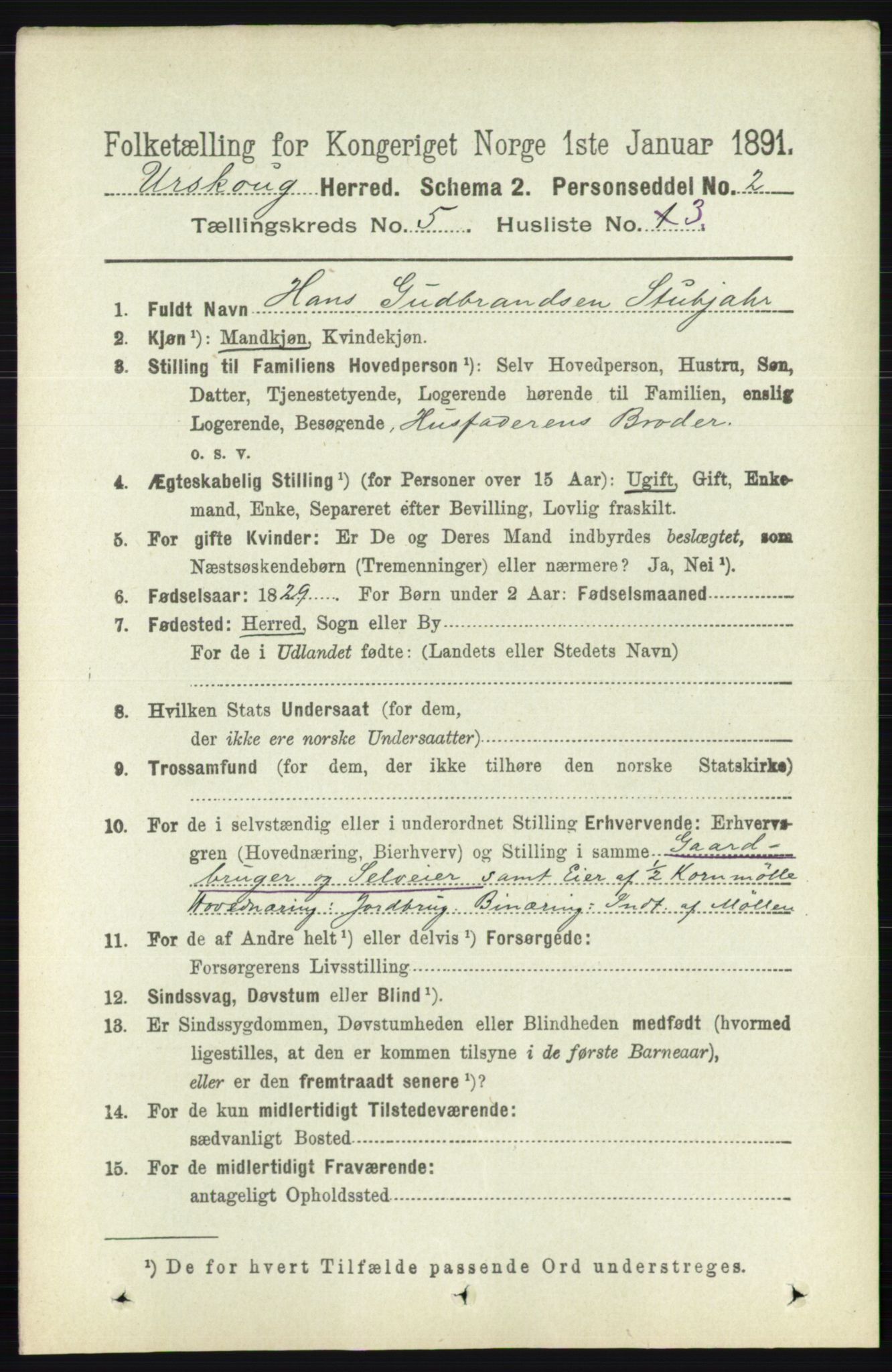 RA, 1891 census for 0224 Aurskog, 1891, p. 2074