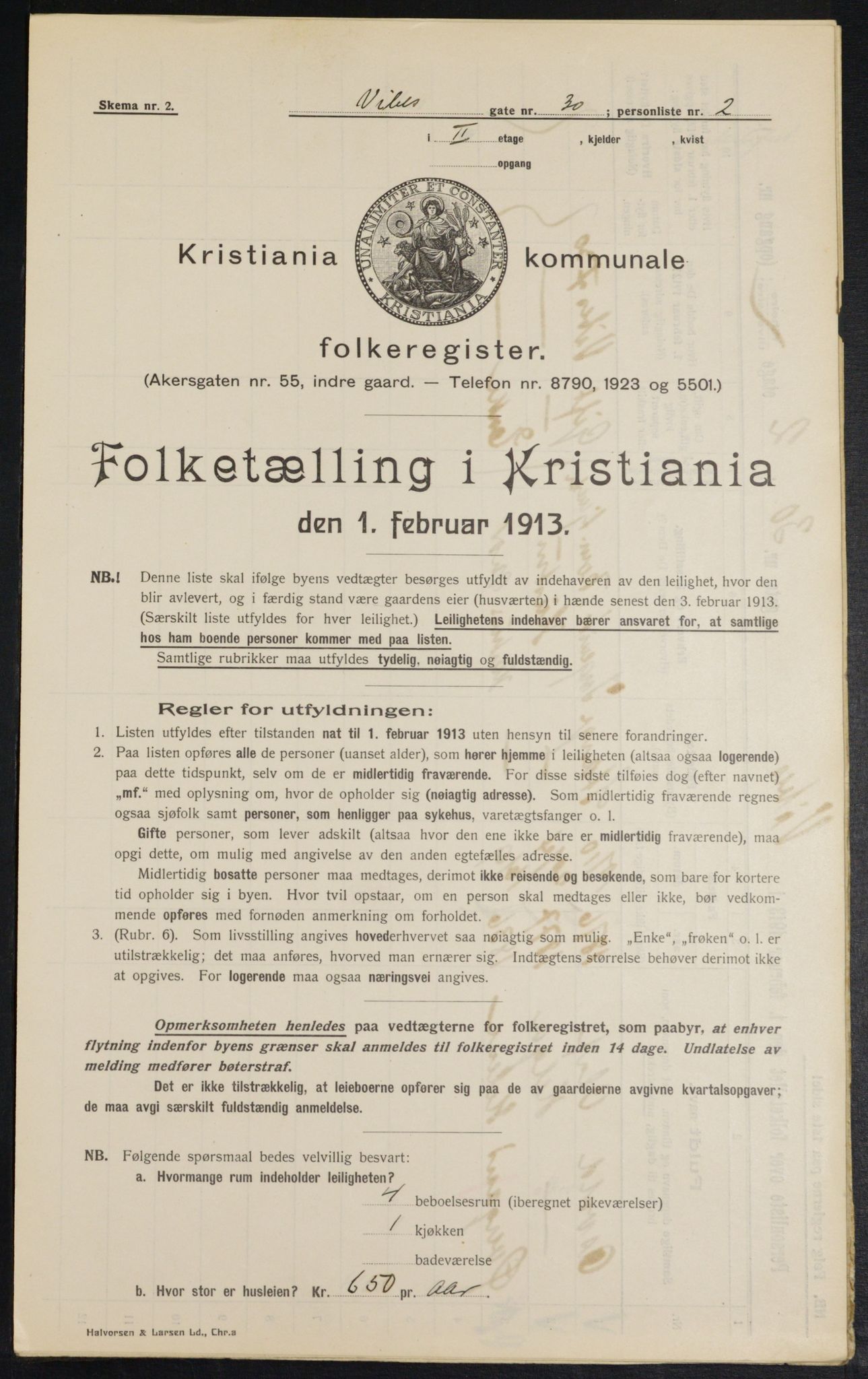 OBA, Municipal Census 1913 for Kristiania, 1913, p. 123320