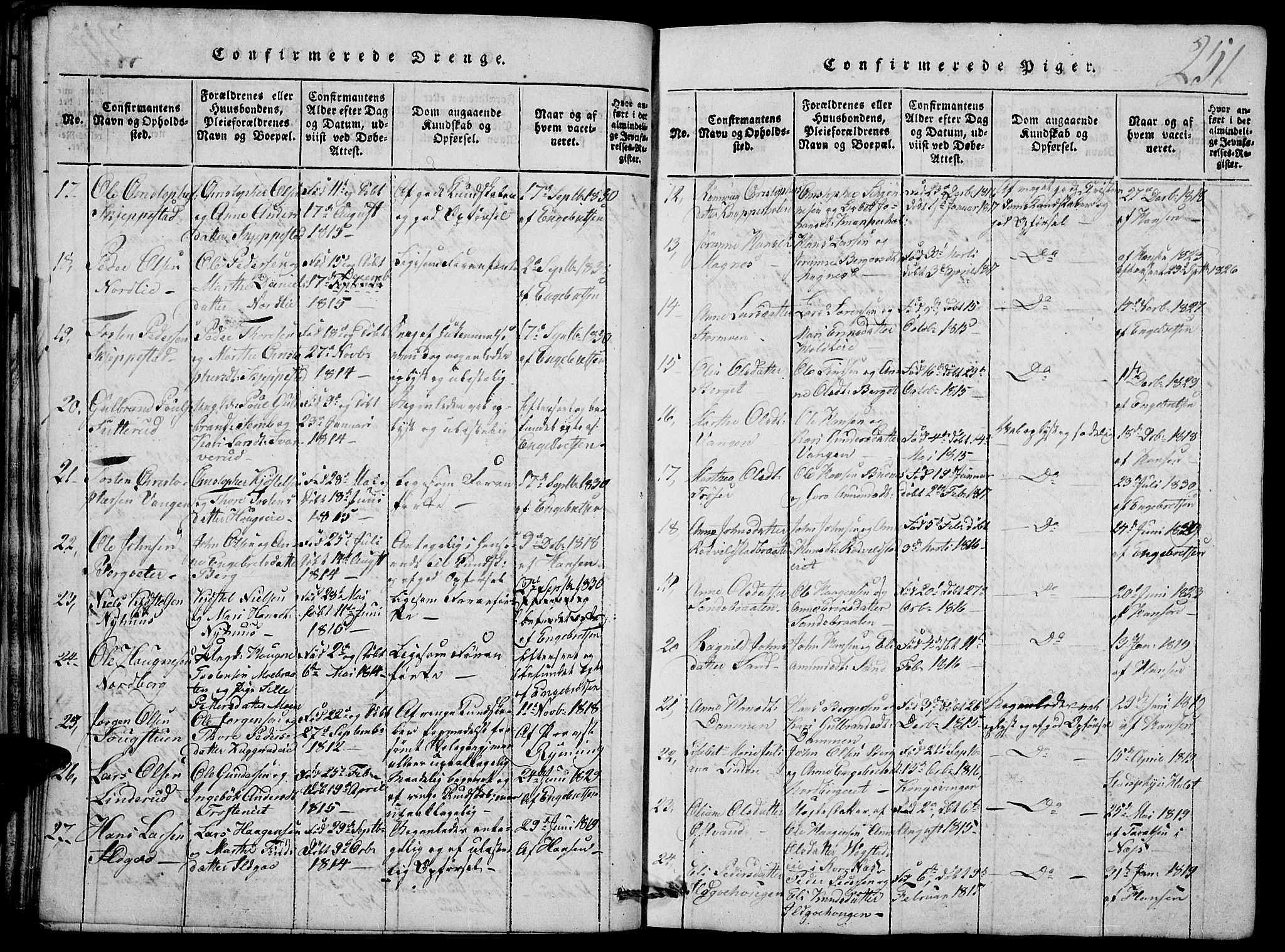 Nord-Odal prestekontor, AV/SAH-PREST-032/H/Ha/Hab/L0001: Parish register (copy) no. 1, 1819-1838, p. 251