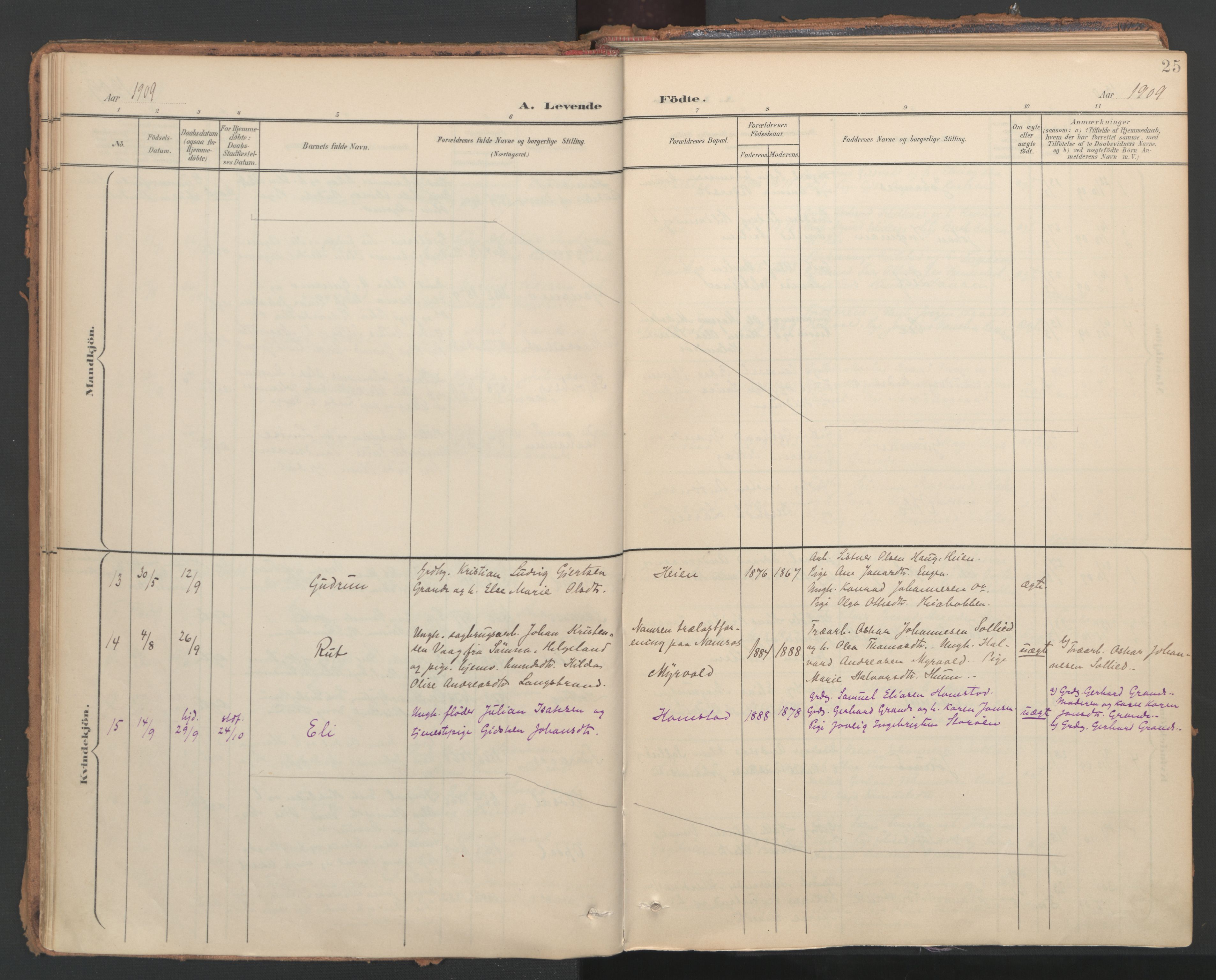 Ministerialprotokoller, klokkerbøker og fødselsregistre - Nord-Trøndelag, SAT/A-1458/766/L0564: Parish register (official) no. 767A02, 1900-1932, p. 25