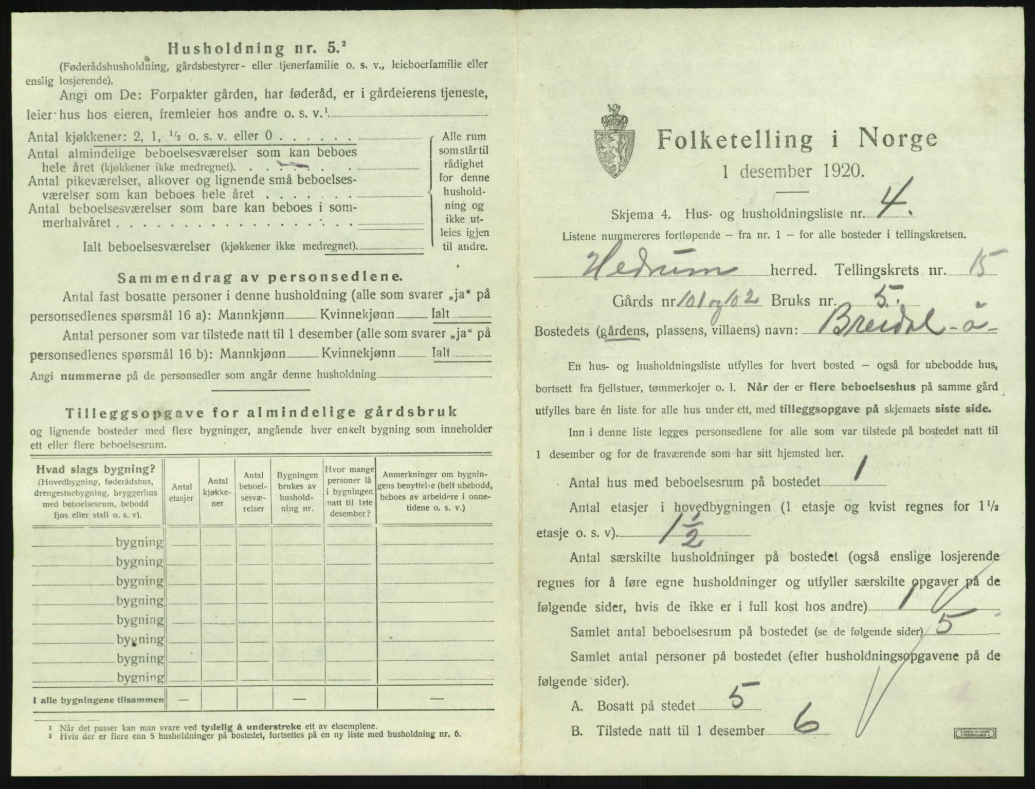 SAKO, 1920 census for Hedrum, 1920, p. 1419