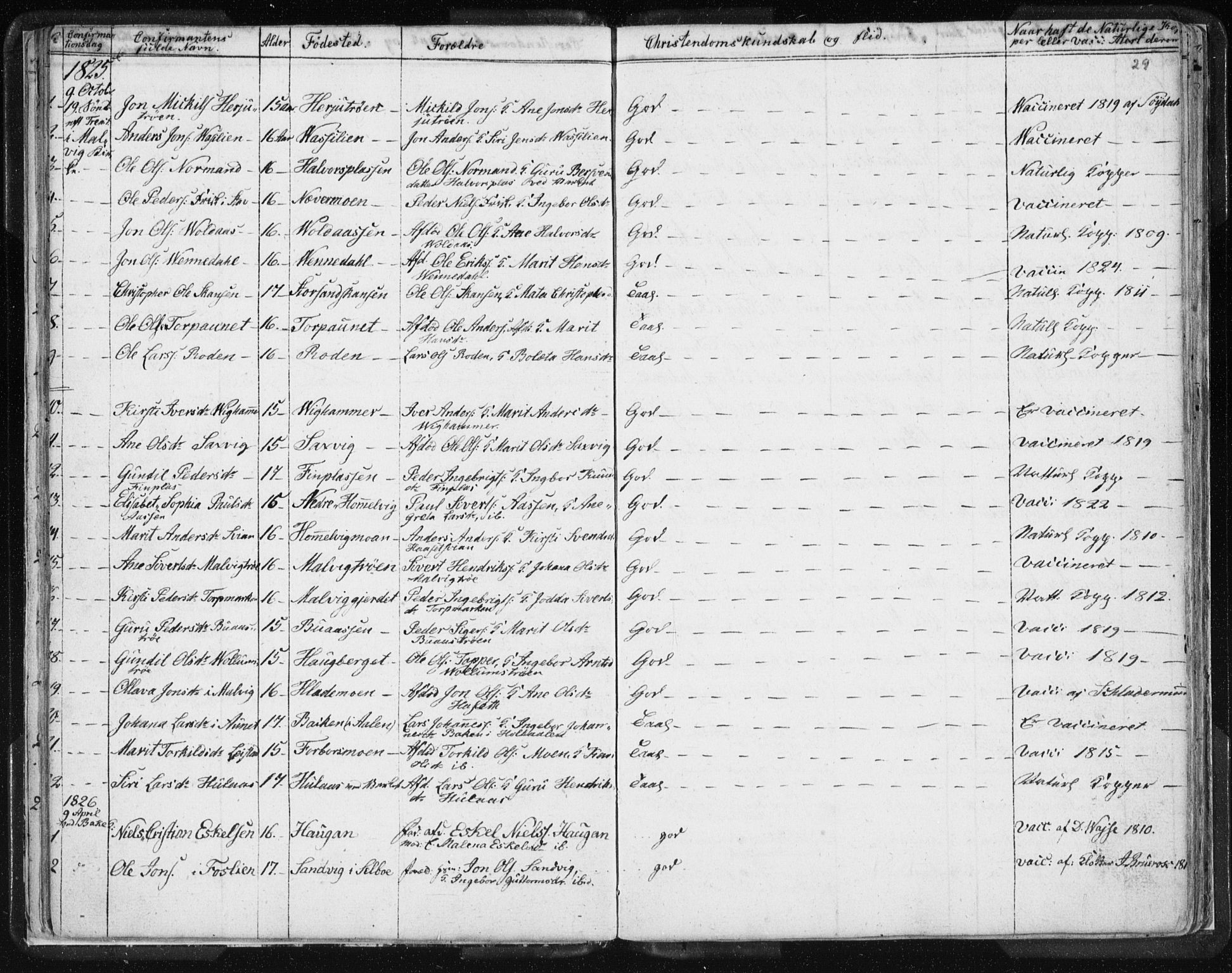 Ministerialprotokoller, klokkerbøker og fødselsregistre - Sør-Trøndelag, SAT/A-1456/616/L0404: Parish register (official) no. 616A01, 1823-1831, p. 29