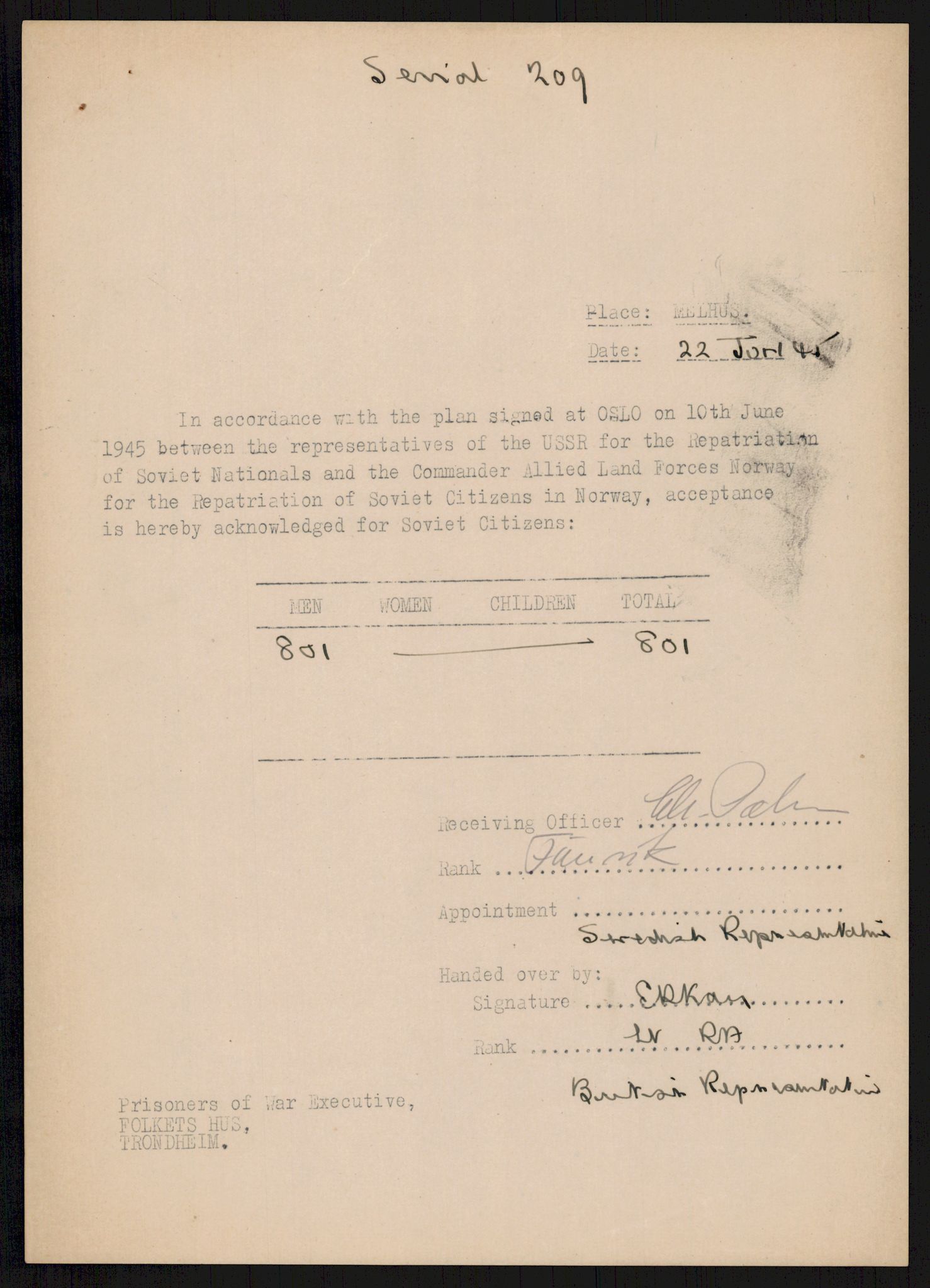 Flyktnings- og fangedirektoratet, Repatrieringskontoret, AV/RA-S-1681/D/Db/L0018: Displaced Persons (DPs) og sivile tyskere, 1945-1948, p. 293