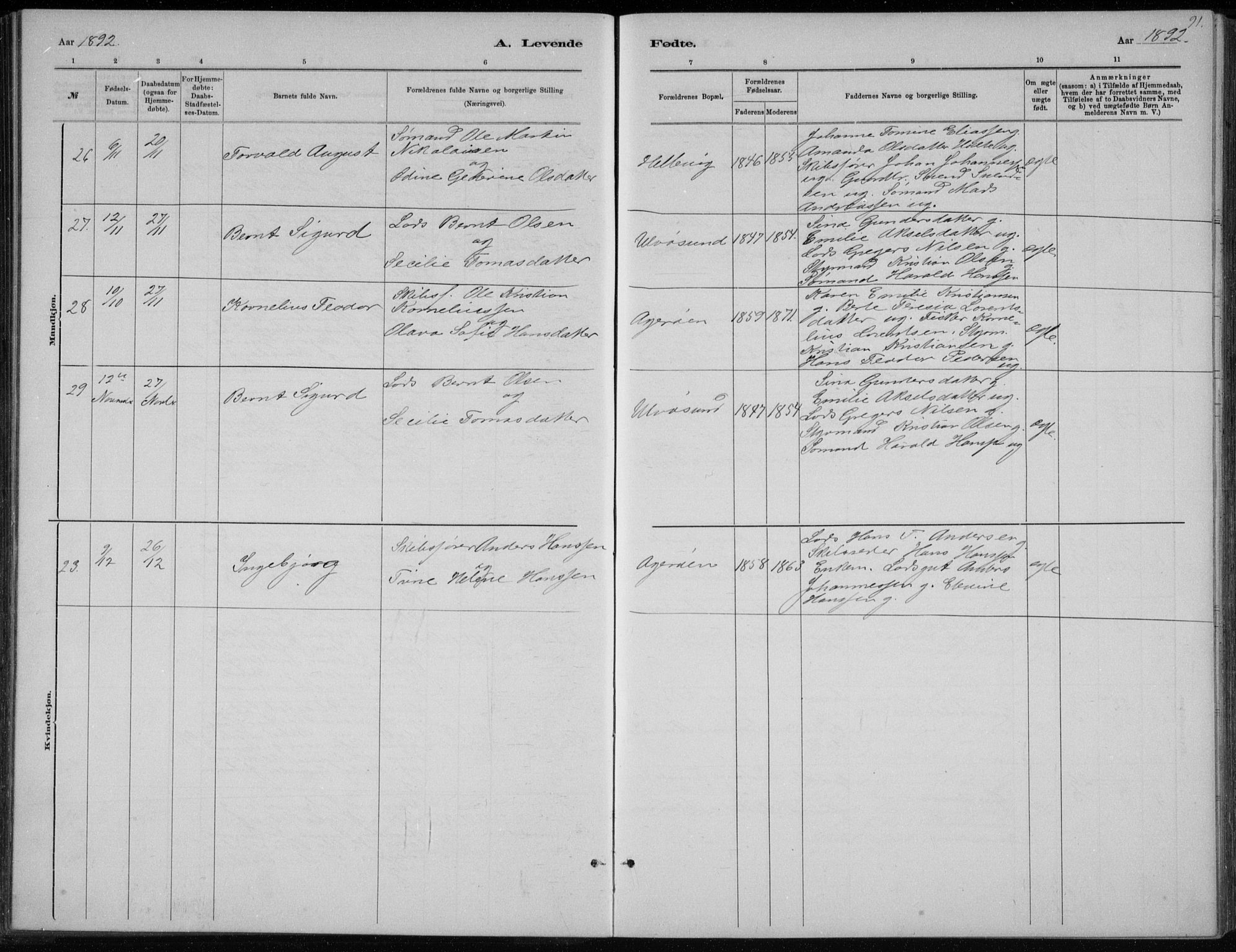 Høvåg sokneprestkontor, SAK/1111-0025/F/Fb/L0004: Parish register (copy) no. B 4, 1883-1898, p. 91