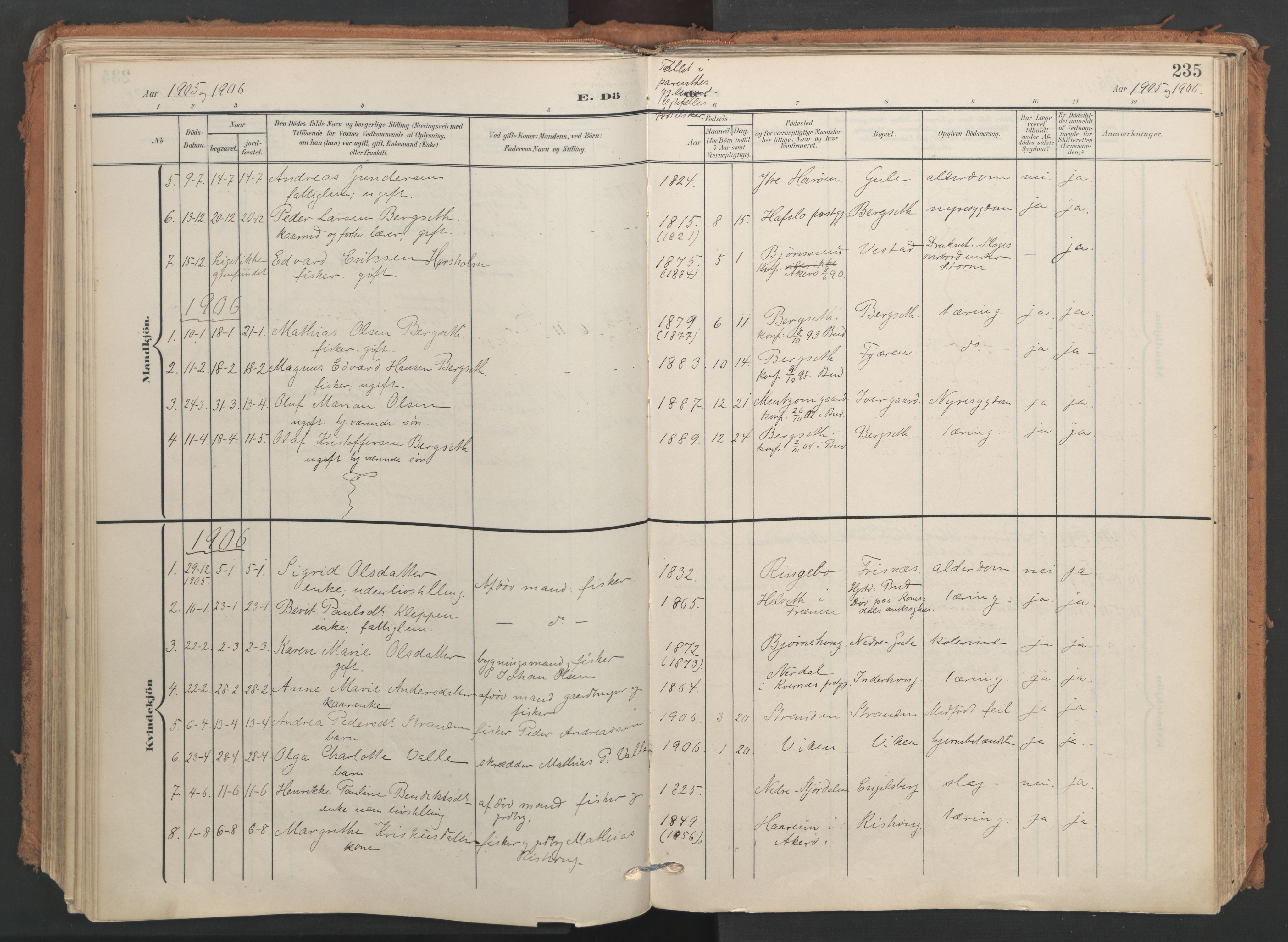 Ministerialprotokoller, klokkerbøker og fødselsregistre - Møre og Romsdal, AV/SAT-A-1454/566/L0771: Parish register (official) no. 566A10, 1904-1929, p. 235