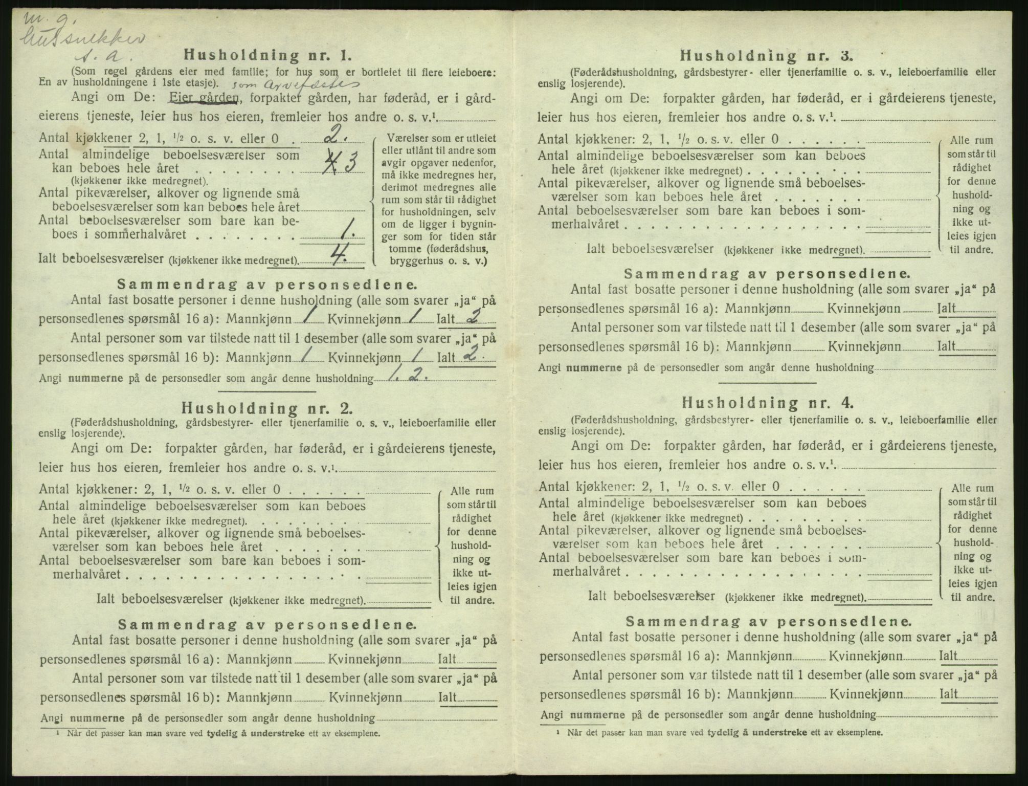 SAK, 1920 census for Austre Moland, 1920, p. 26