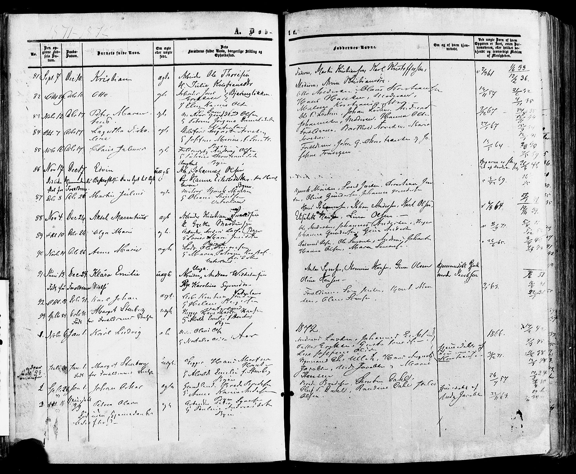 Fredrikstad prestekontor Kirkebøker, AV/SAO-A-11082/F/Fa/L0006: Parish register (official) no. 6, 1857-1878, p. 84