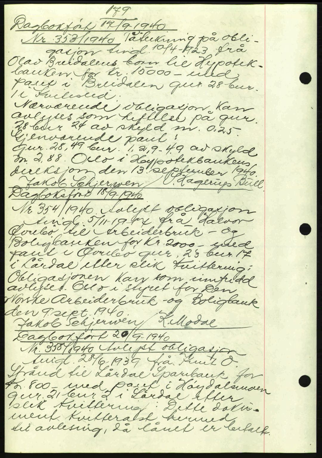 Vest-Telemark sorenskriveri, AV/SAKO-A-134/G/Ga/Gad/L0002: Mortgage book no. B-2, 1938-1941, Diary no: : 353/1940