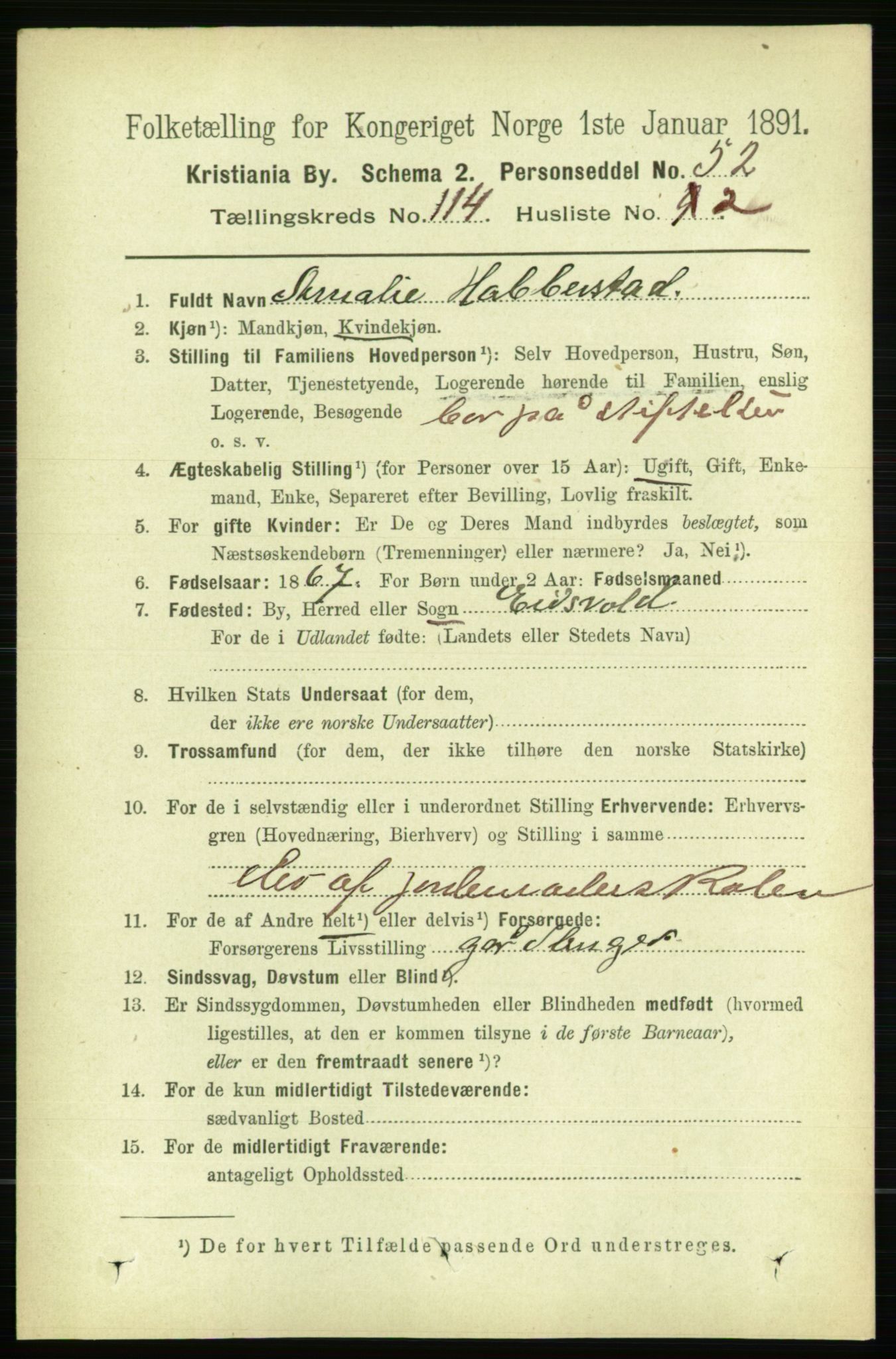 RA, 1891 census for 0301 Kristiania, 1891, p. 60823