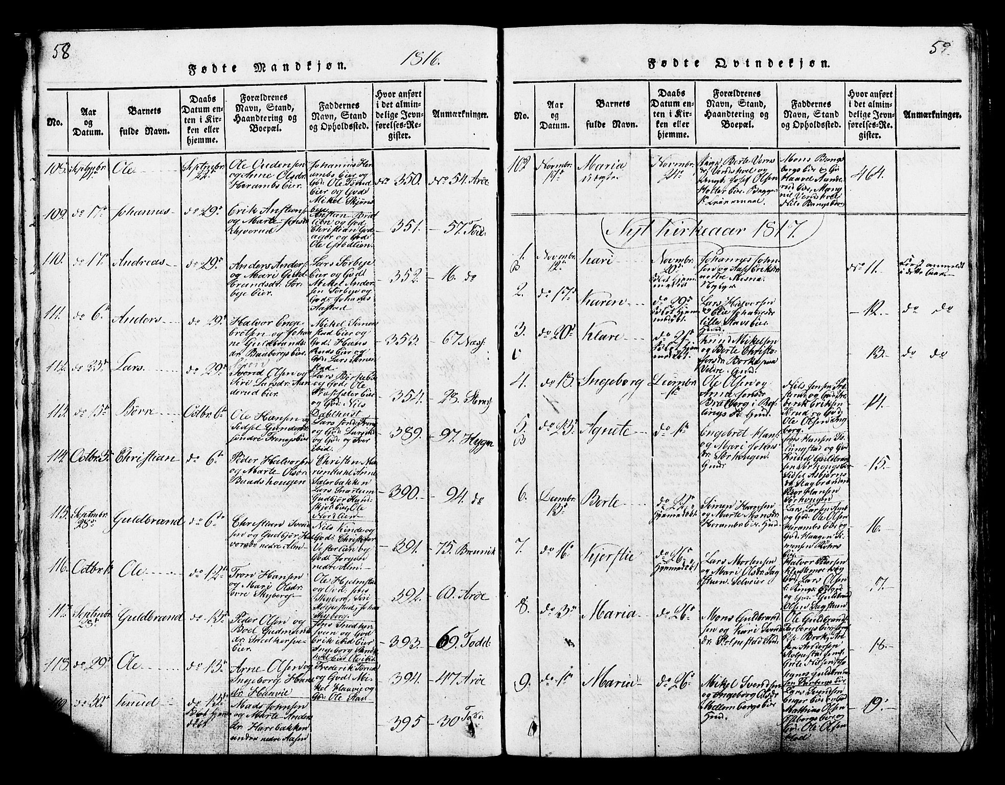 Ringsaker prestekontor, AV/SAH-PREST-014/K/Ka/L0005: Parish register (official) no. 5, 1814-1826, p. 58-59