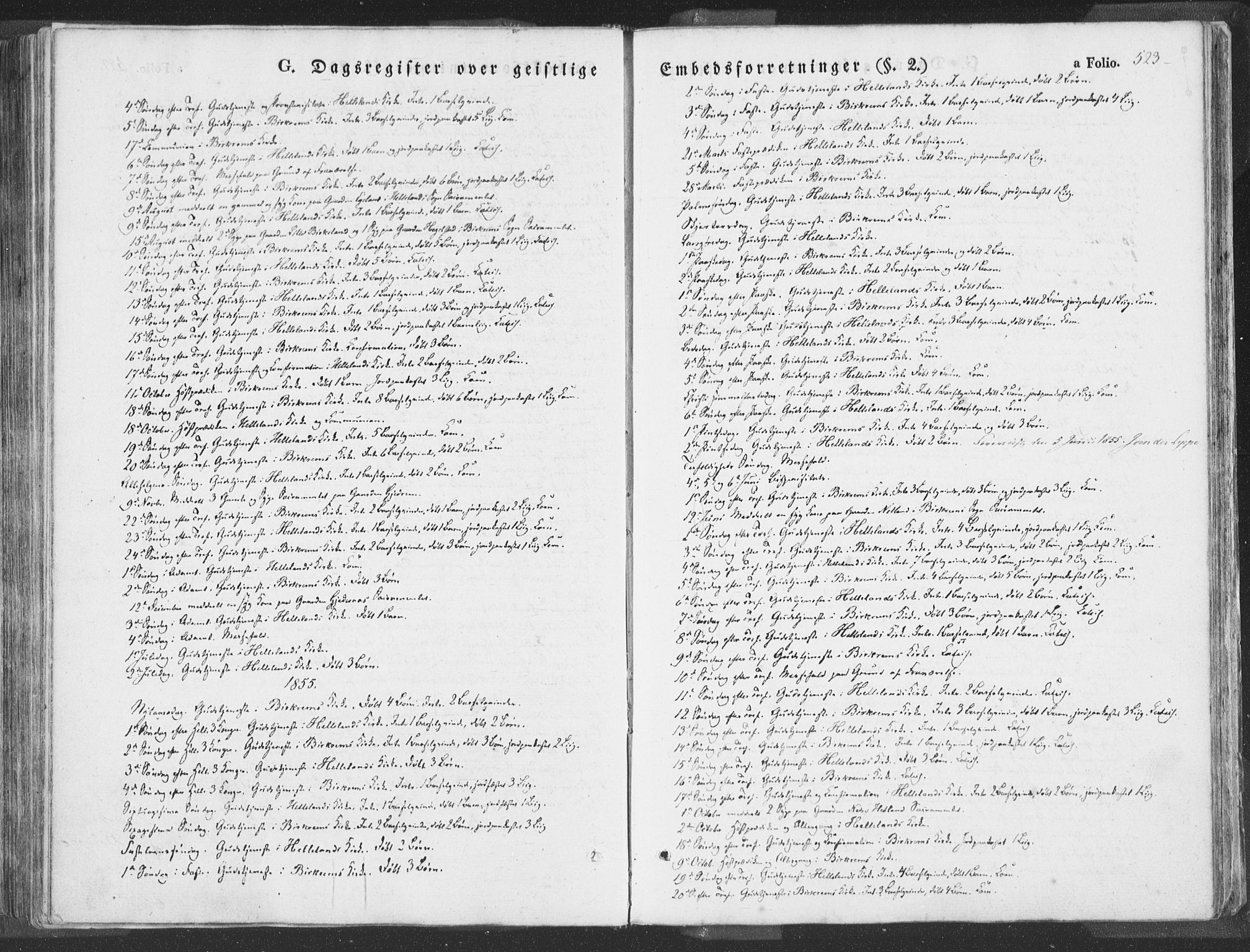Helleland sokneprestkontor, SAST/A-101810: Parish register (official) no. A 6.2, 1834-1863, p. 523