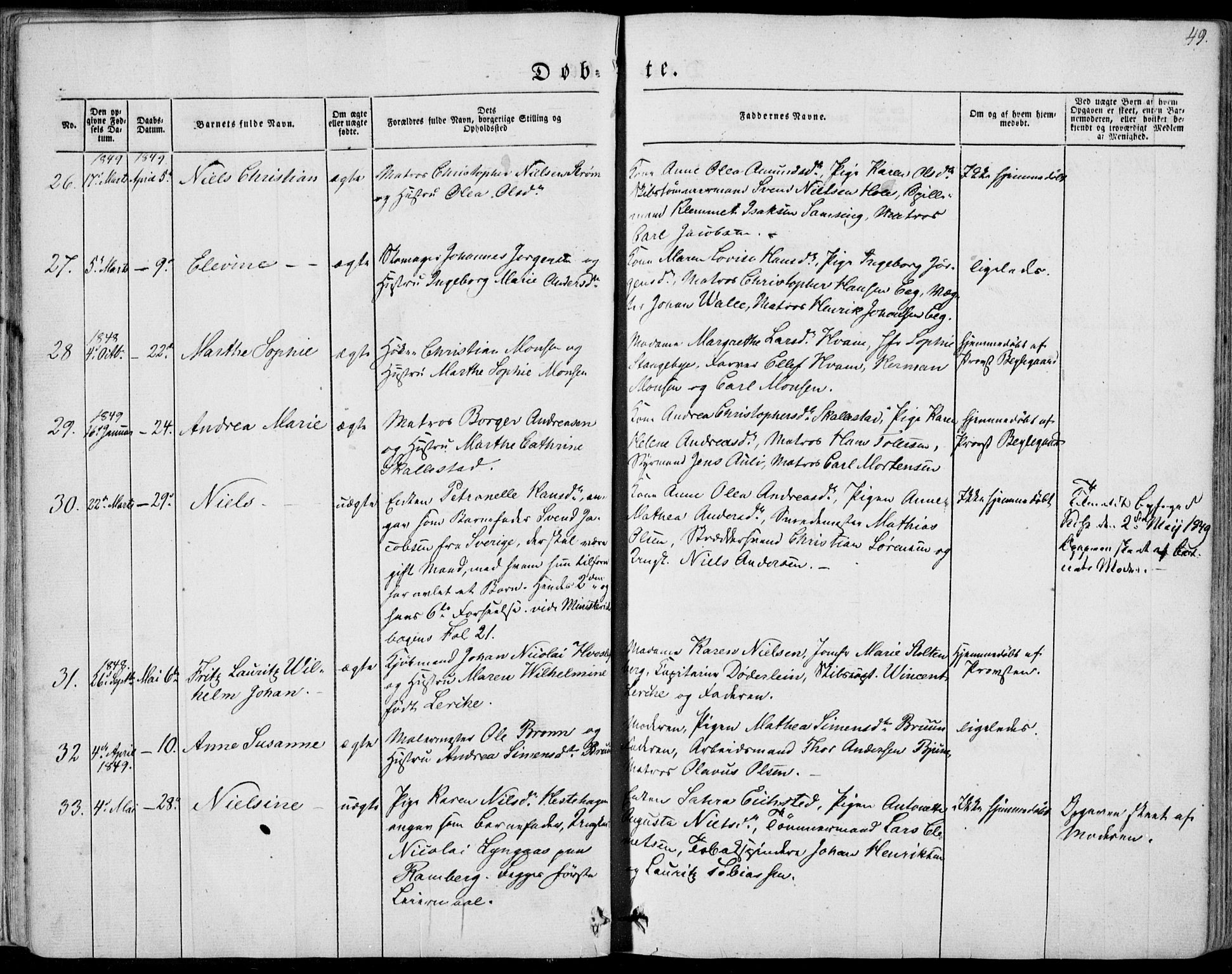 Tønsberg kirkebøker, AV/SAKO-A-330/F/Fa/L0007: Parish register (official) no. I 7, 1845-1854, p. 49