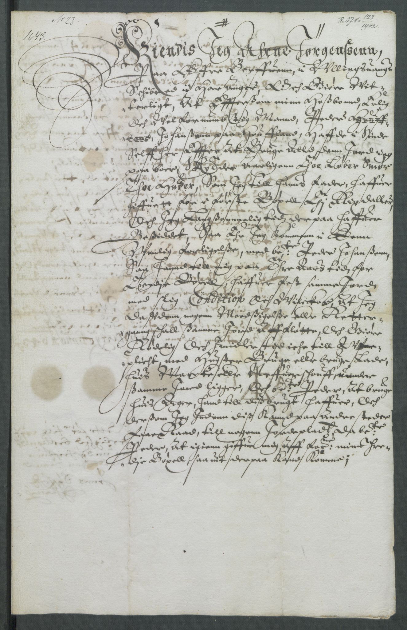 Riksarkivets diplomsamling, RA/EA-5965/F02/L0157: Dokumenter, 1643, p. 52