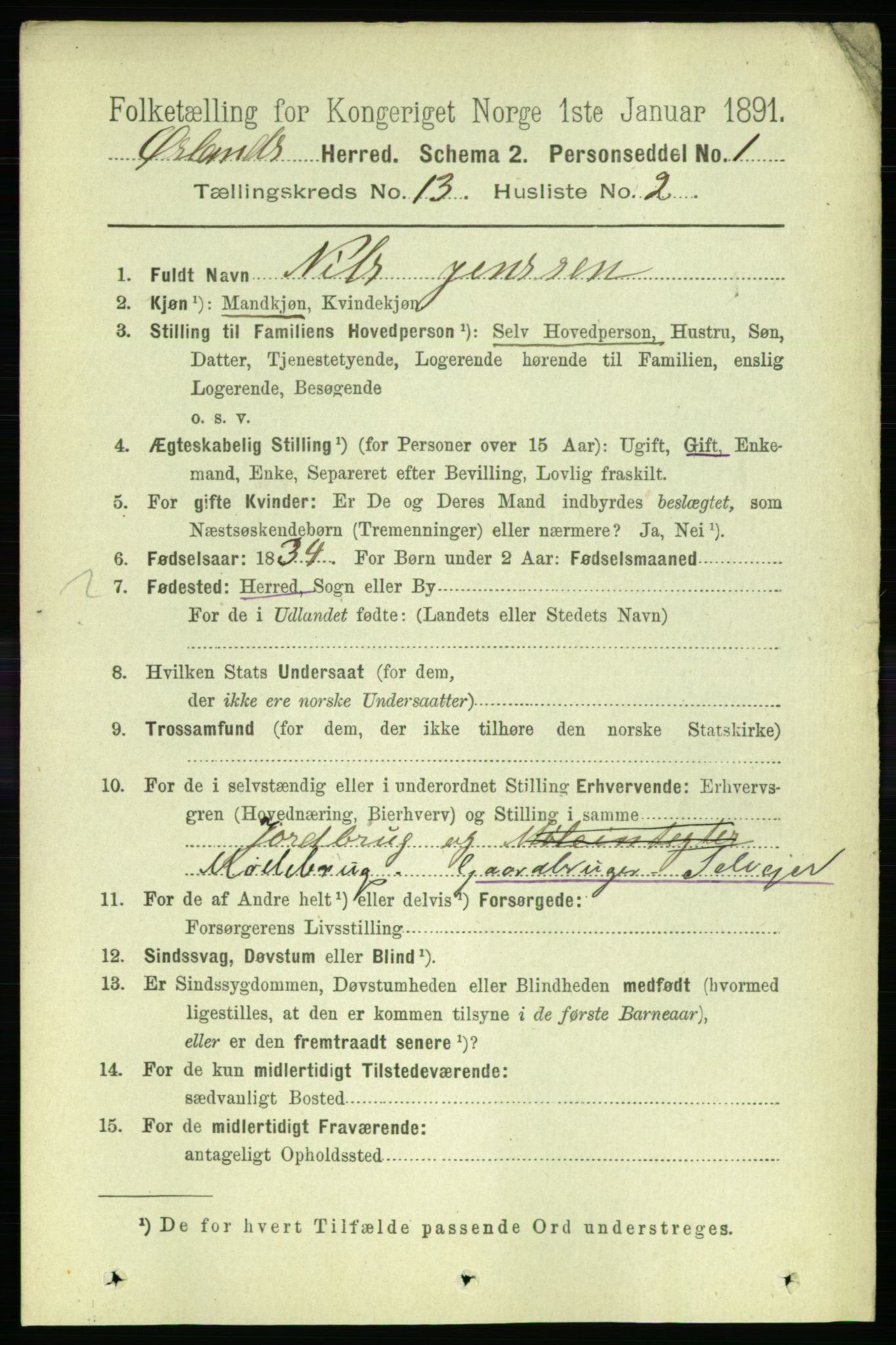 RA, 1891 census for 1621 Ørland, 1891, p. 5871