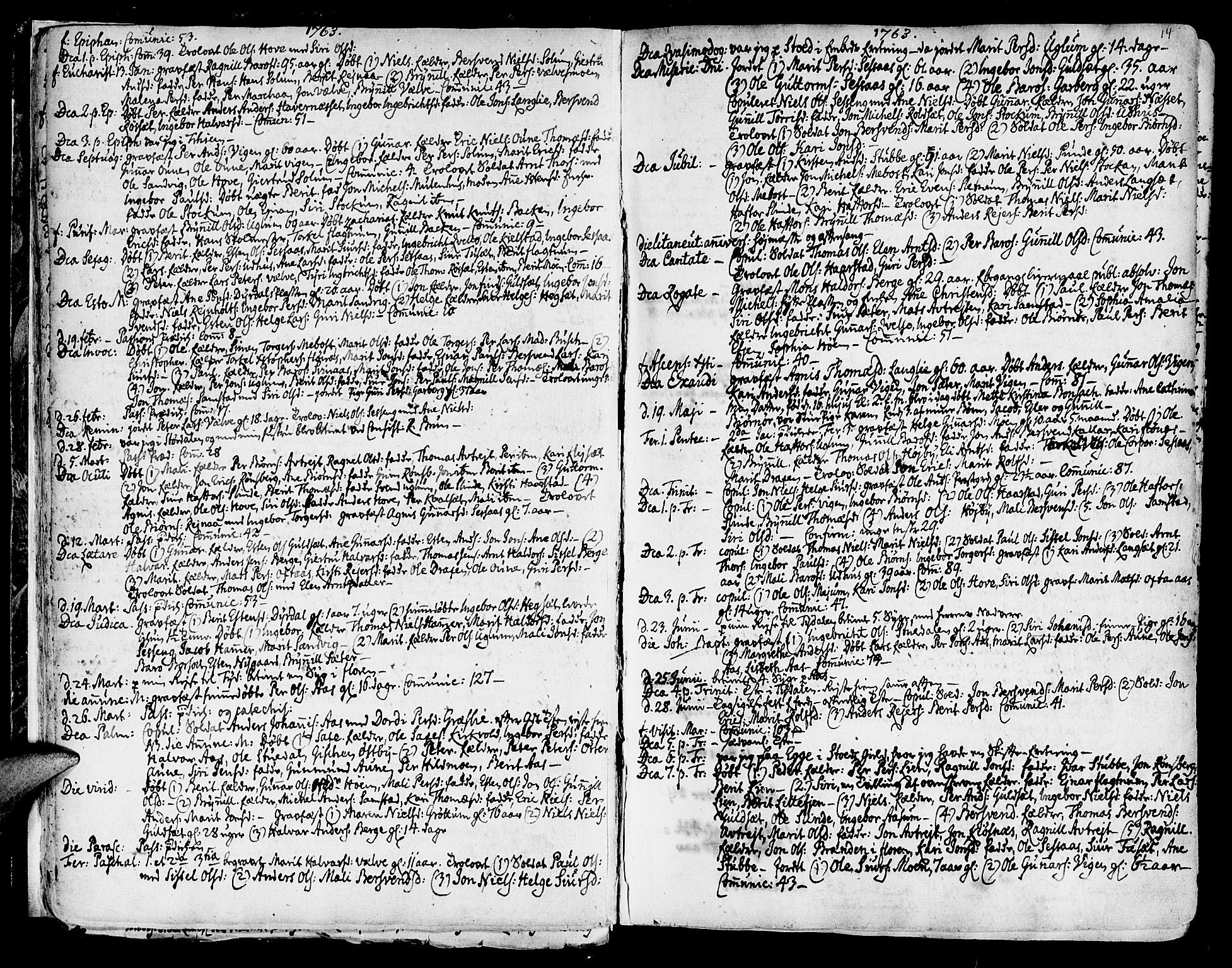 Ministerialprotokoller, klokkerbøker og fødselsregistre - Sør-Trøndelag, SAT/A-1456/695/L1138: Parish register (official) no. 695A02 /1, 1757-1801, p. 14