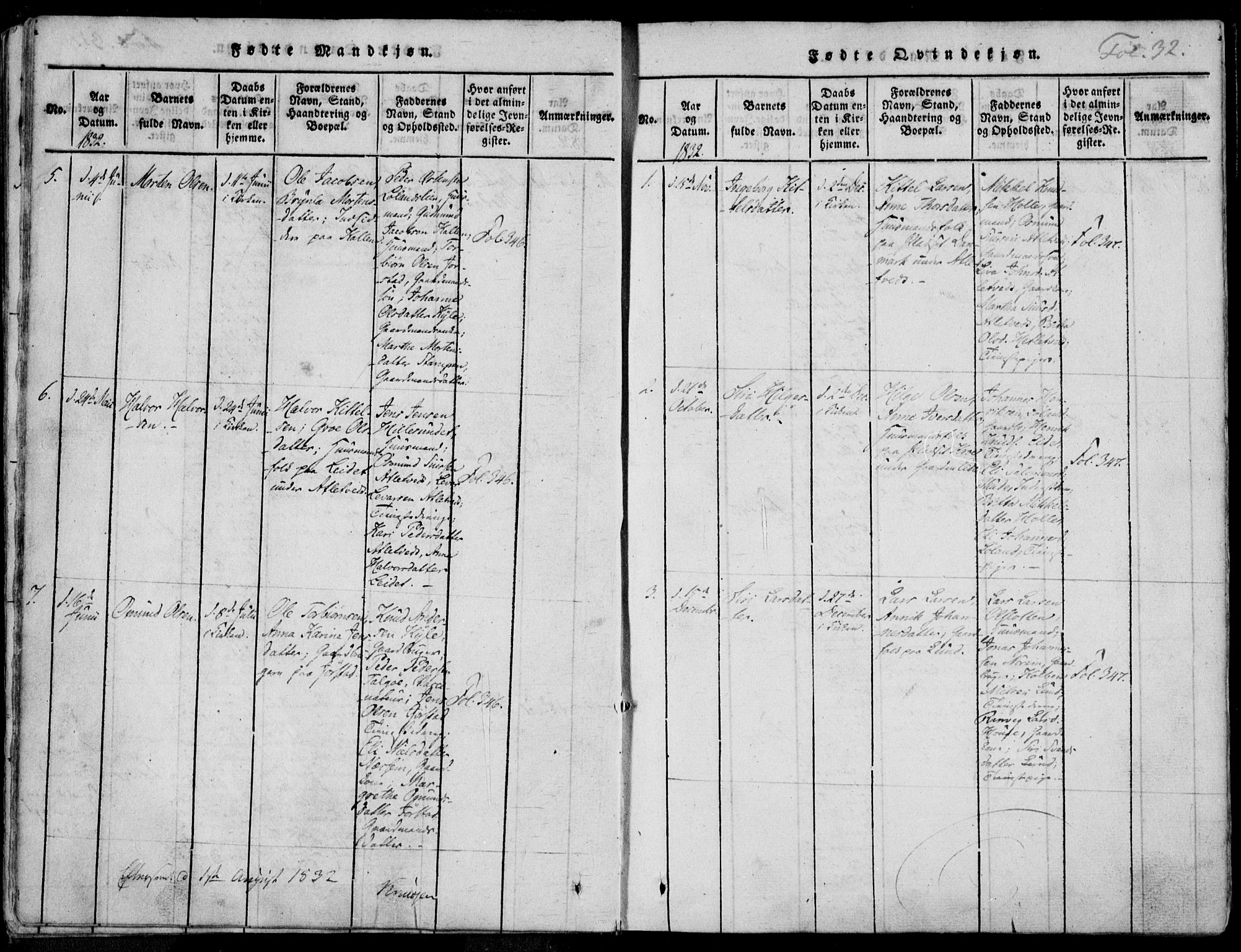 Nedstrand sokneprestkontor, AV/SAST-A-101841/01/IV: Parish register (official) no. A 7, 1816-1870, p. 32