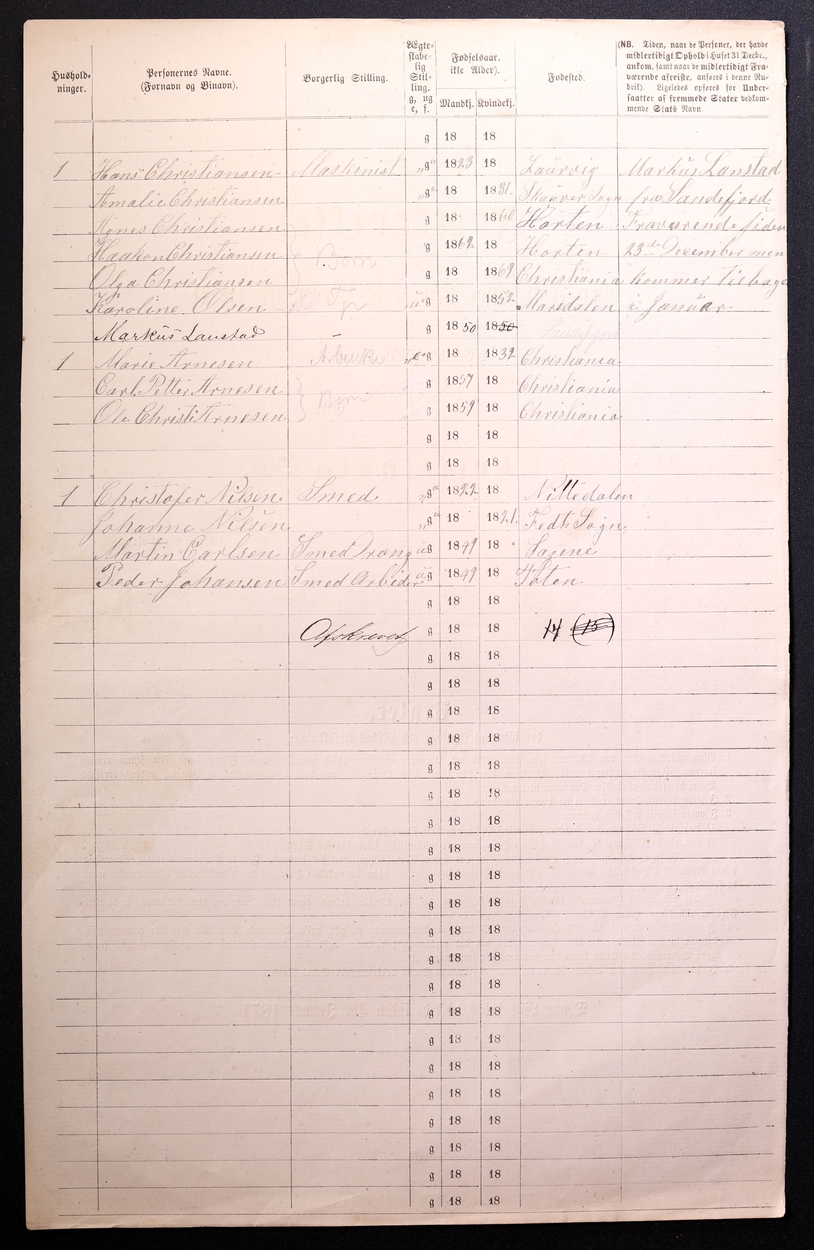 RA, 1870 census for 0301 Kristiania, 1870, p. 1943