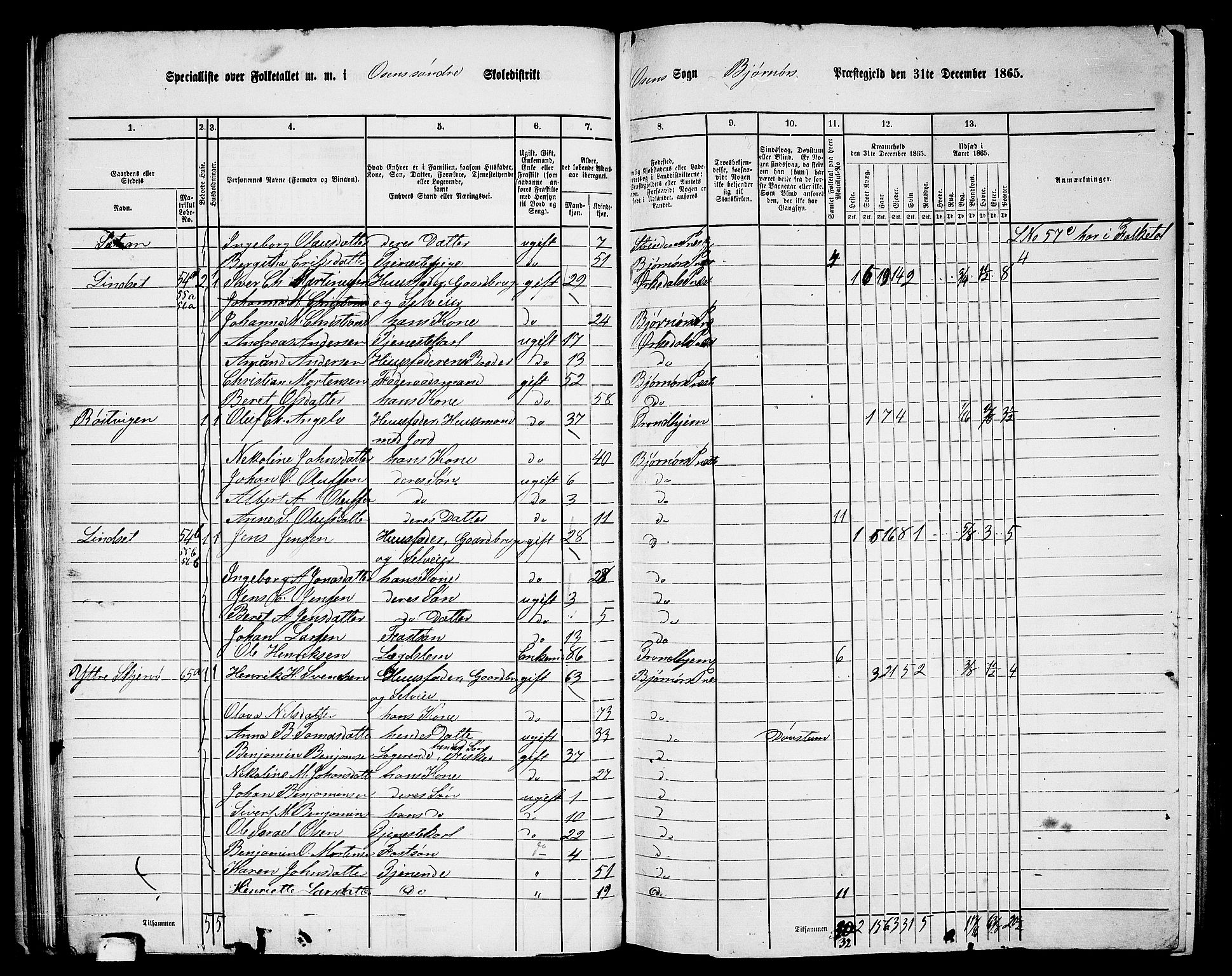 RA, 1865 census for Bjørnør, 1865, p. 53