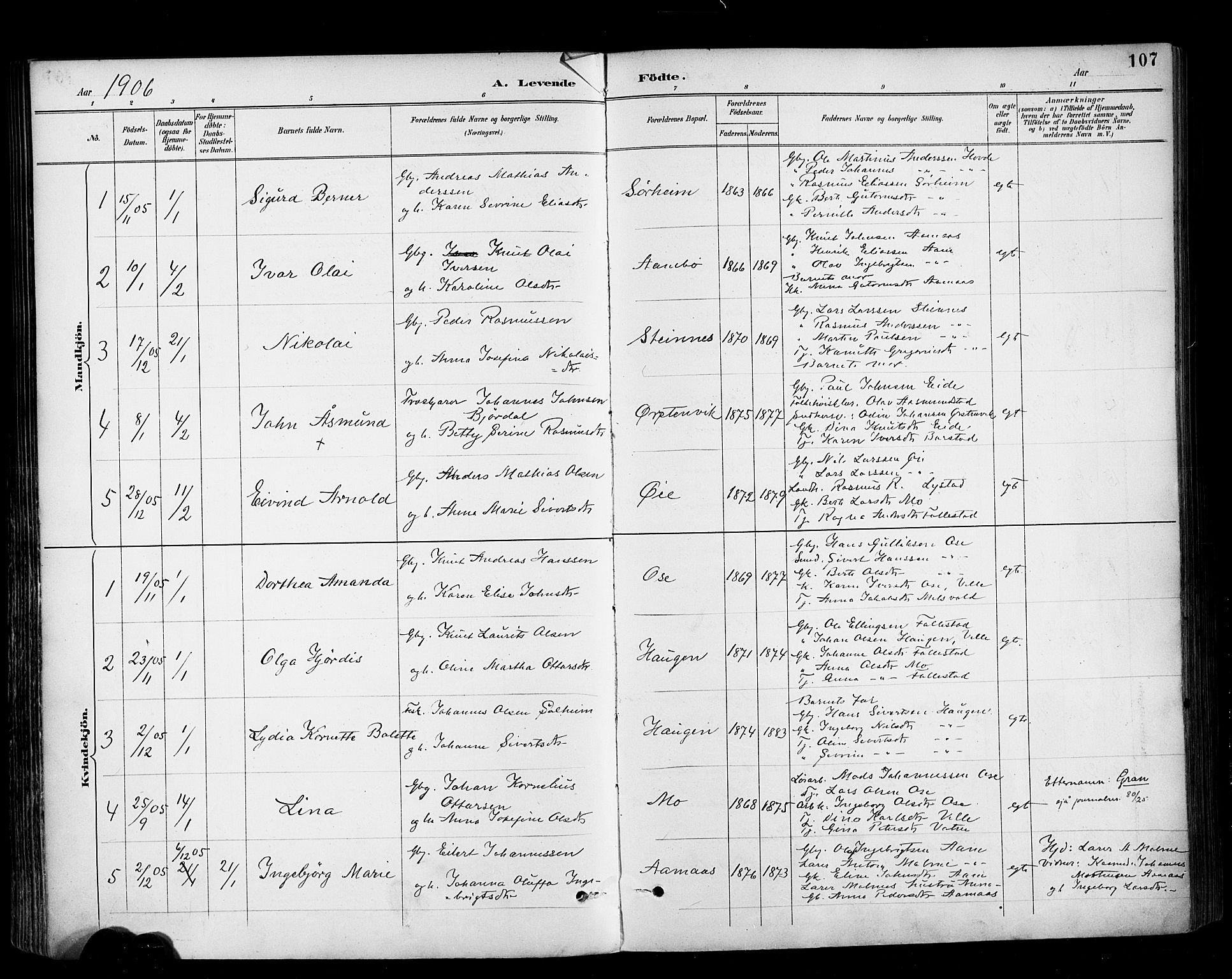 Ministerialprotokoller, klokkerbøker og fødselsregistre - Møre og Romsdal, AV/SAT-A-1454/513/L0177: Parish register (official) no. 513A04, 1890-1906, p. 107