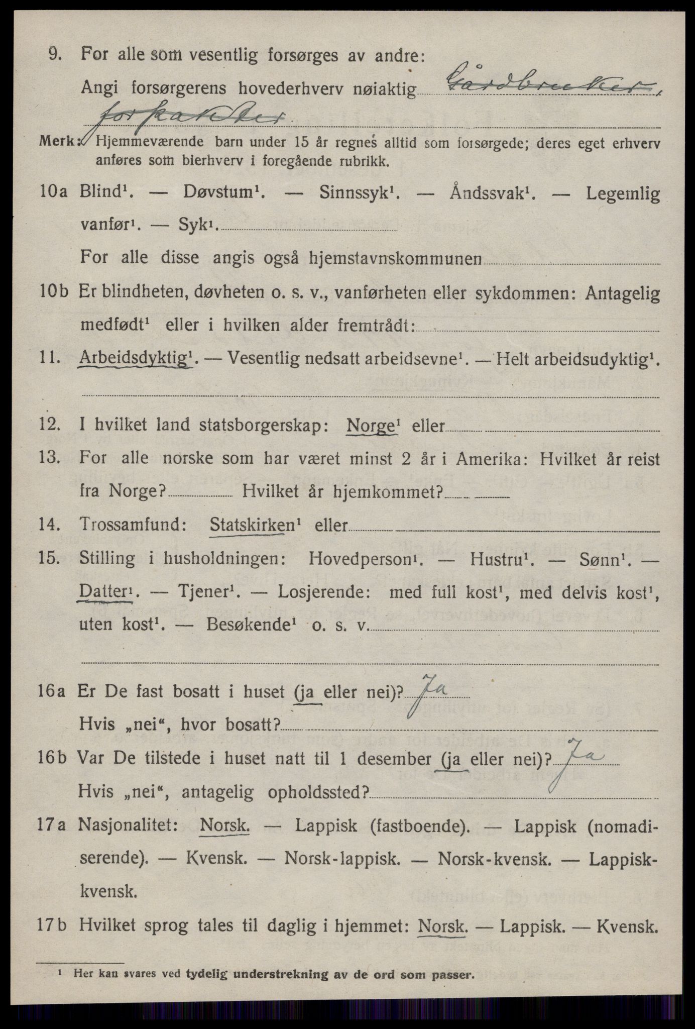 SAT, 1920 census for Klæbu, 1920, p. 2081