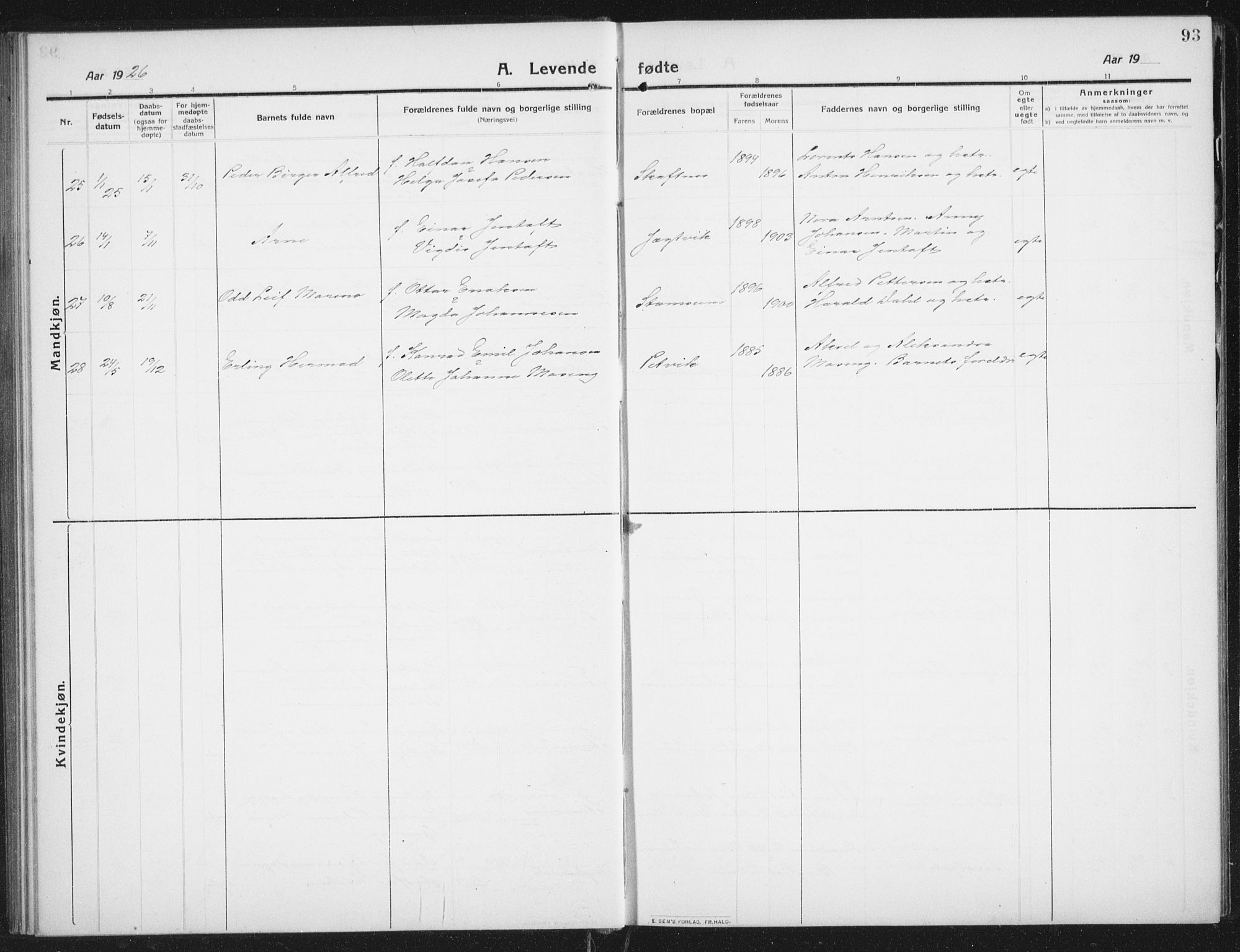 Ministerialprotokoller, klokkerbøker og fødselsregistre - Nordland, AV/SAT-A-1459/882/L1183: Parish register (copy) no. 882C01, 1911-1938, p. 93