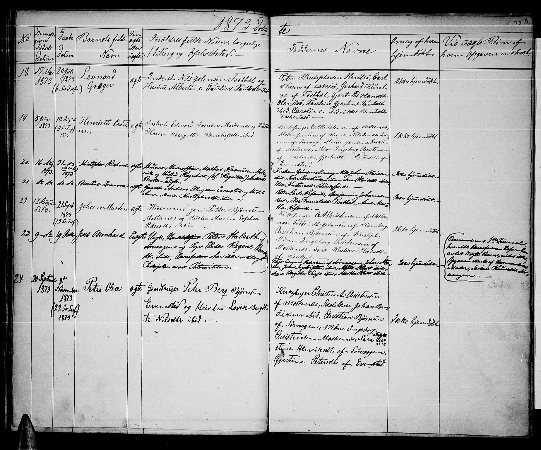 Ministerialprotokoller, klokkerbøker og fødselsregistre - Nordland, AV/SAT-A-1459/886/L1224: Parish register (copy) no. 886C01, 1843-1873, p. 73