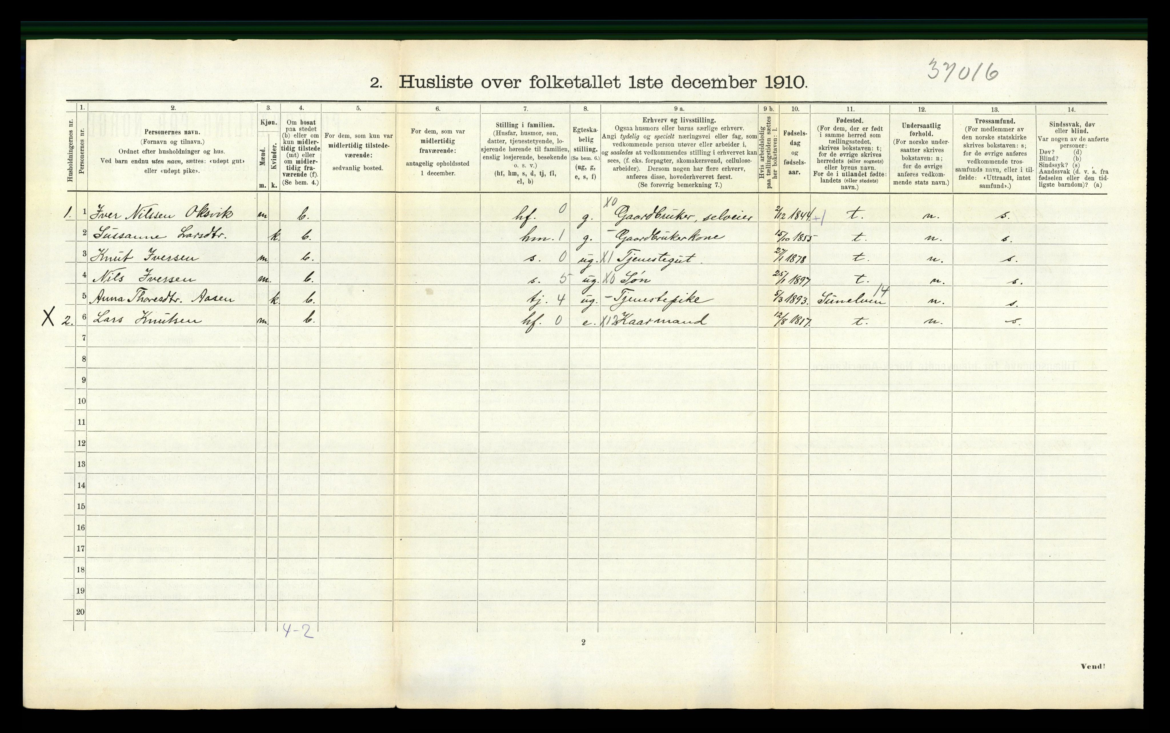 RA, 1910 census for Stranda, 1910, p. 101