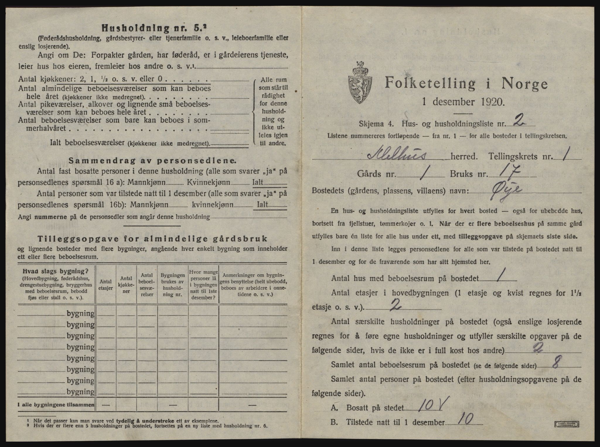 SAT, 1920 census for Melhus, 1920, p. 35