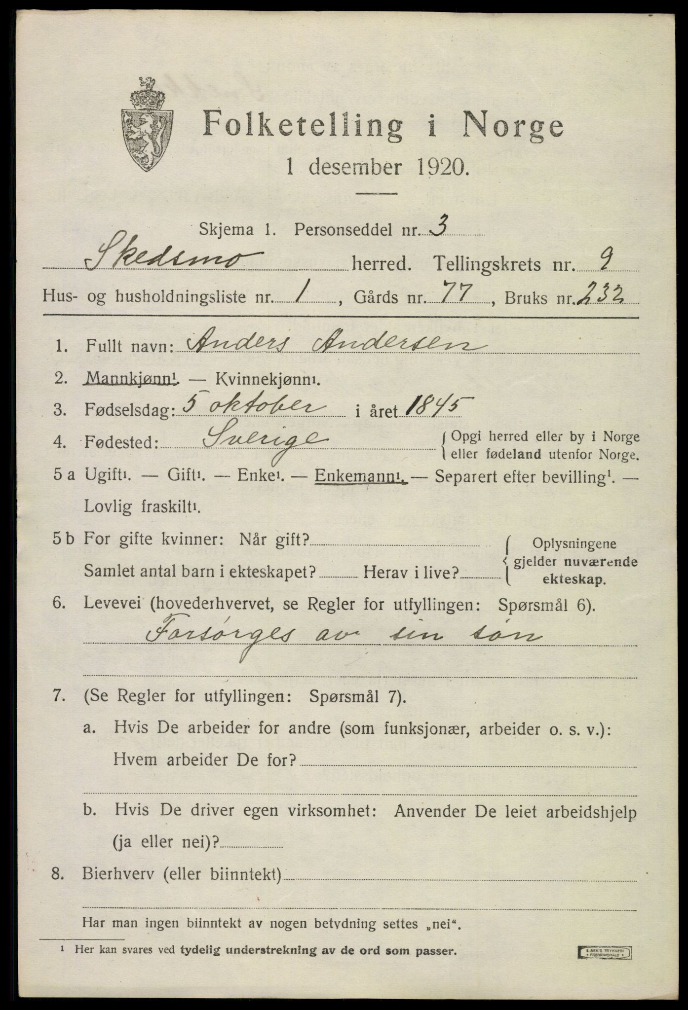 SAO, 1920 census for Skedsmo, 1920, p. 10523