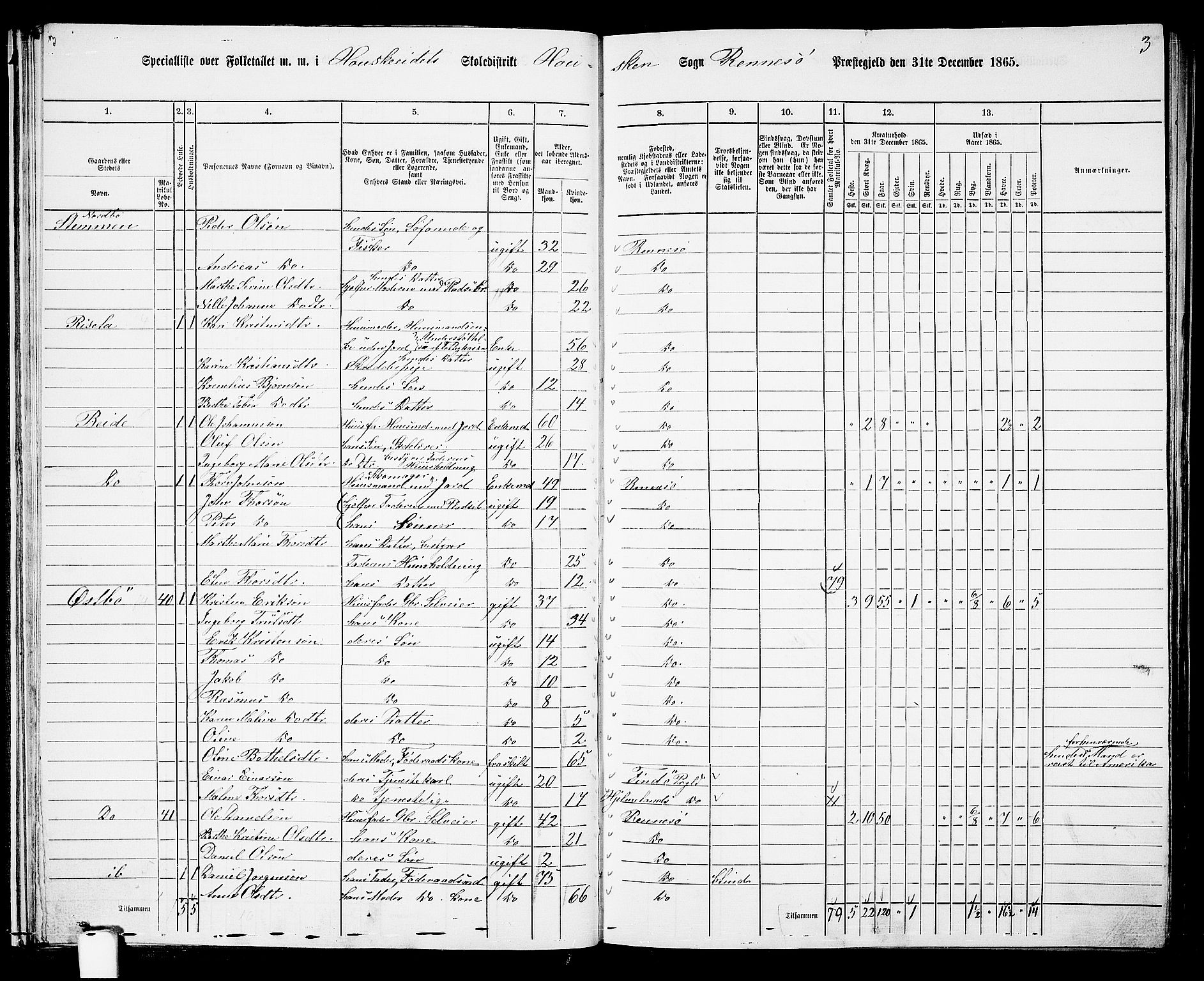 RA, 1865 census for Rennesøy, 1865, p. 26