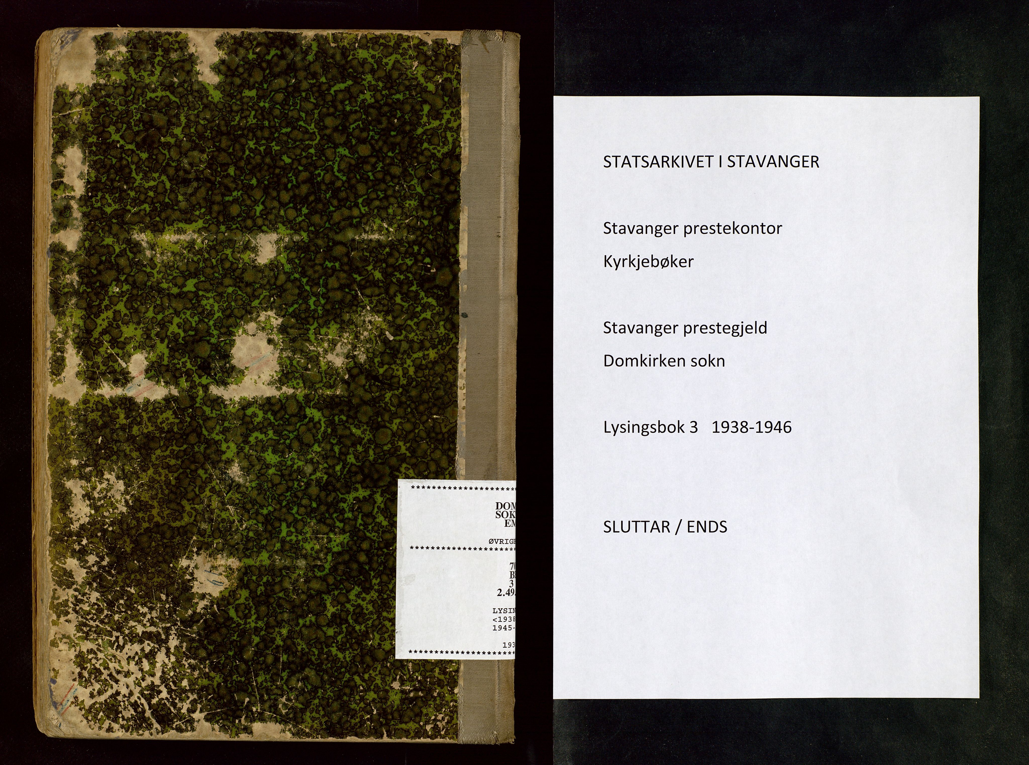 Domkirken sokneprestkontor, SAST/A-101812/001/70/705BB/L0003: Banns register no. 3, 1938-1946