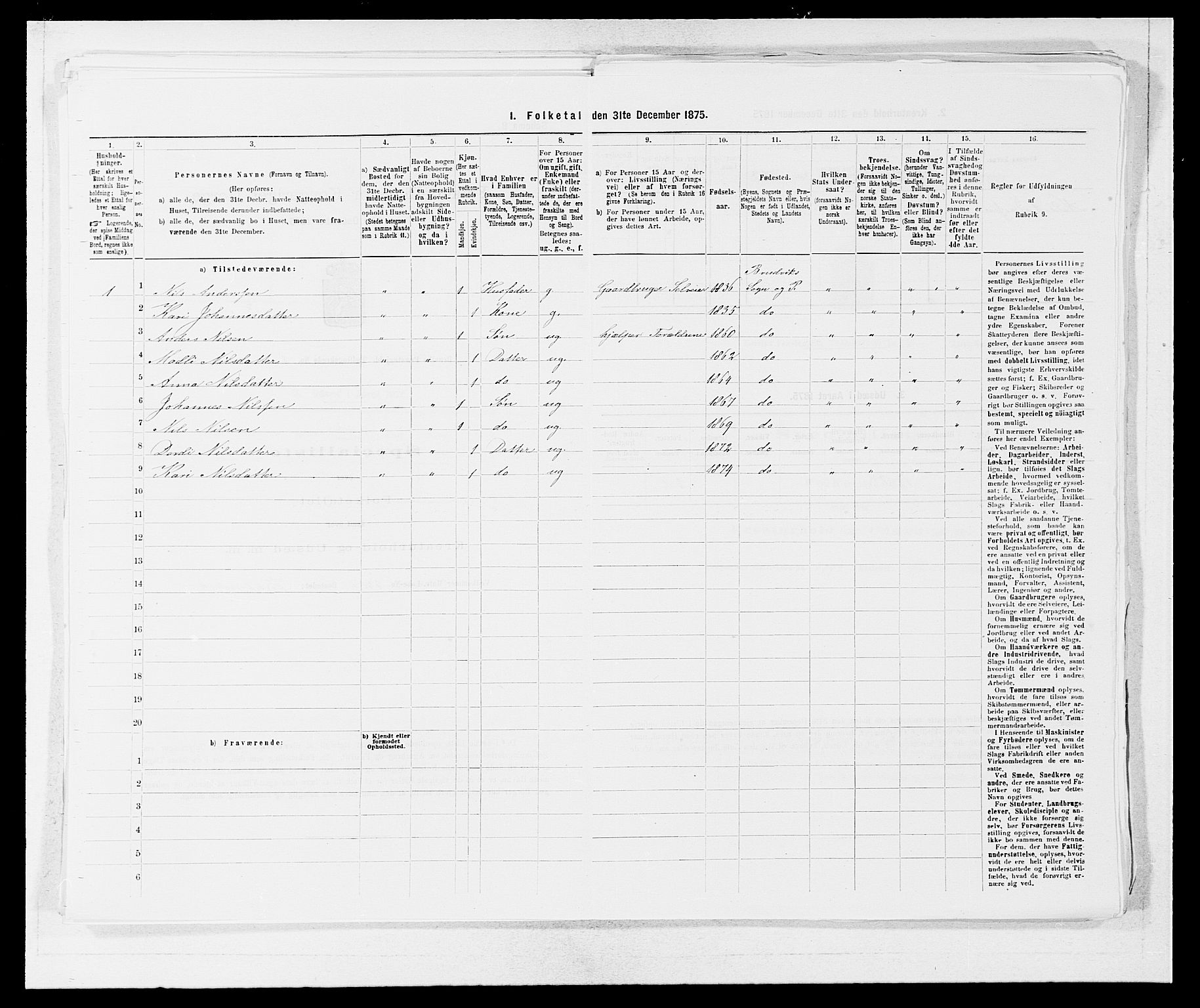 SAB, 1875 census for 1251P Bruvik, 1875, p. 138