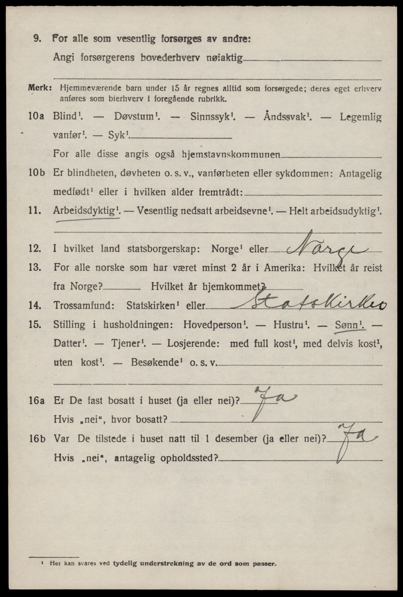 SAST, 1920 census for Nedstrand, 1920, p. 1008