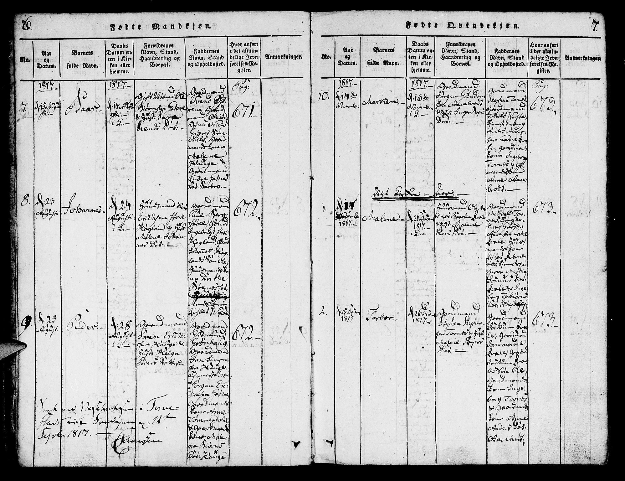 Torvastad sokneprestkontor, AV/SAST-A -101857/H/Ha/Haa/L0004: Parish register (official) no. A 4, 1817-1836, p. 6-7