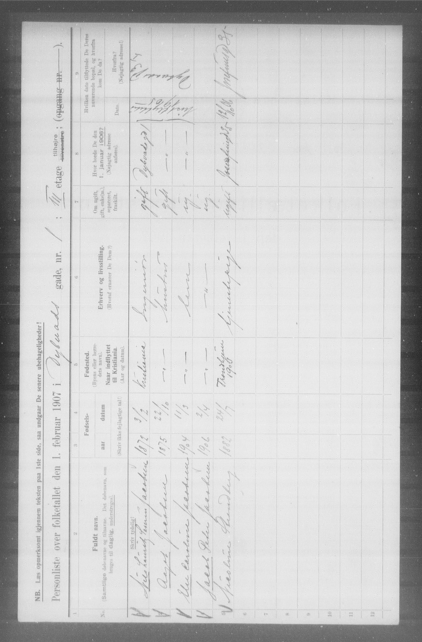 OBA, Municipal Census 1907 for Kristiania, 1907, p. 8896