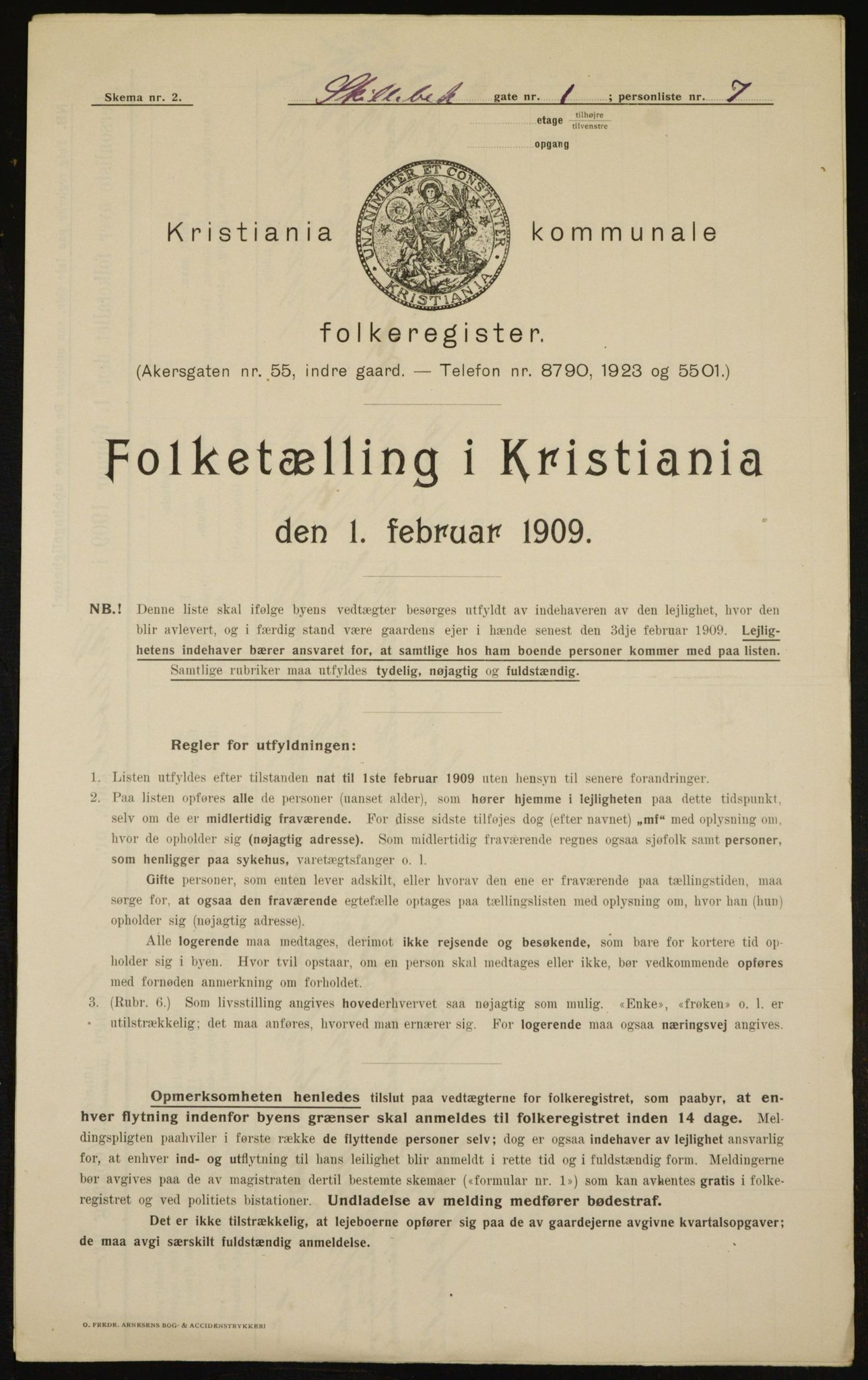 OBA, Municipal Census 1909 for Kristiania, 1909, p. 86488