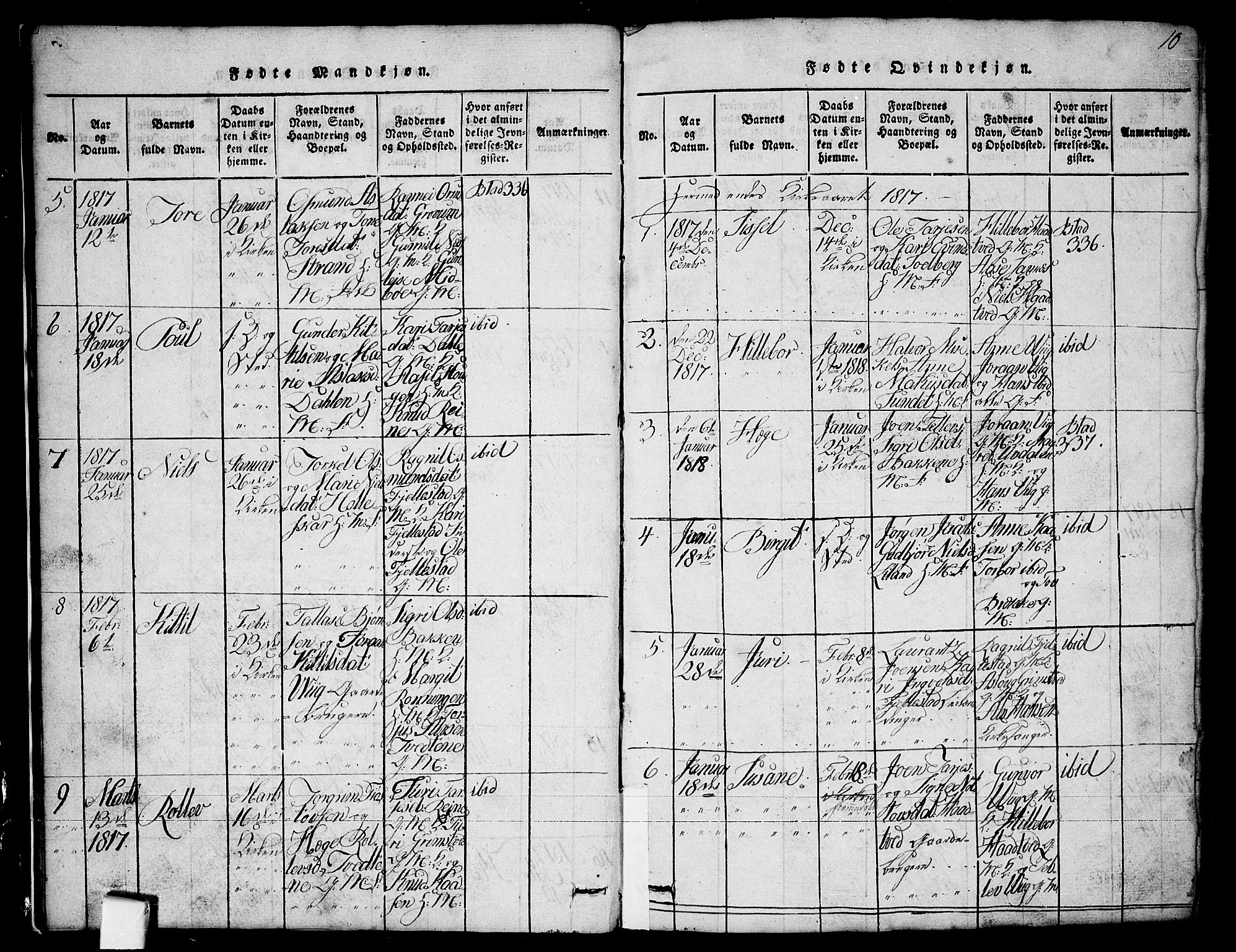 Nissedal kirkebøker, SAKO/A-288/G/Ga/L0001: Parish register (copy) no. I 1, 1814-1860, p. 10