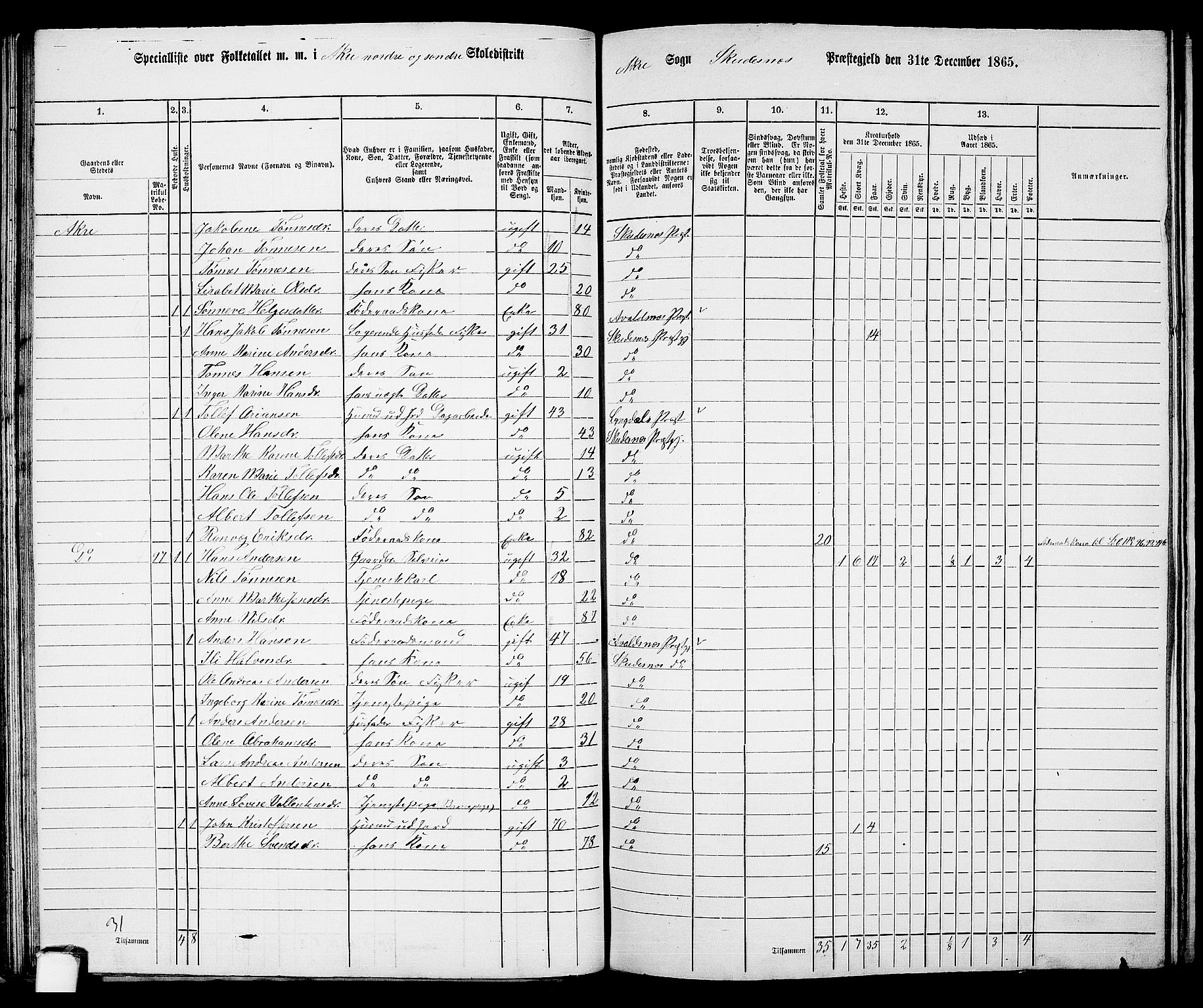 RA, 1865 census for Skudenes, 1865, p. 56