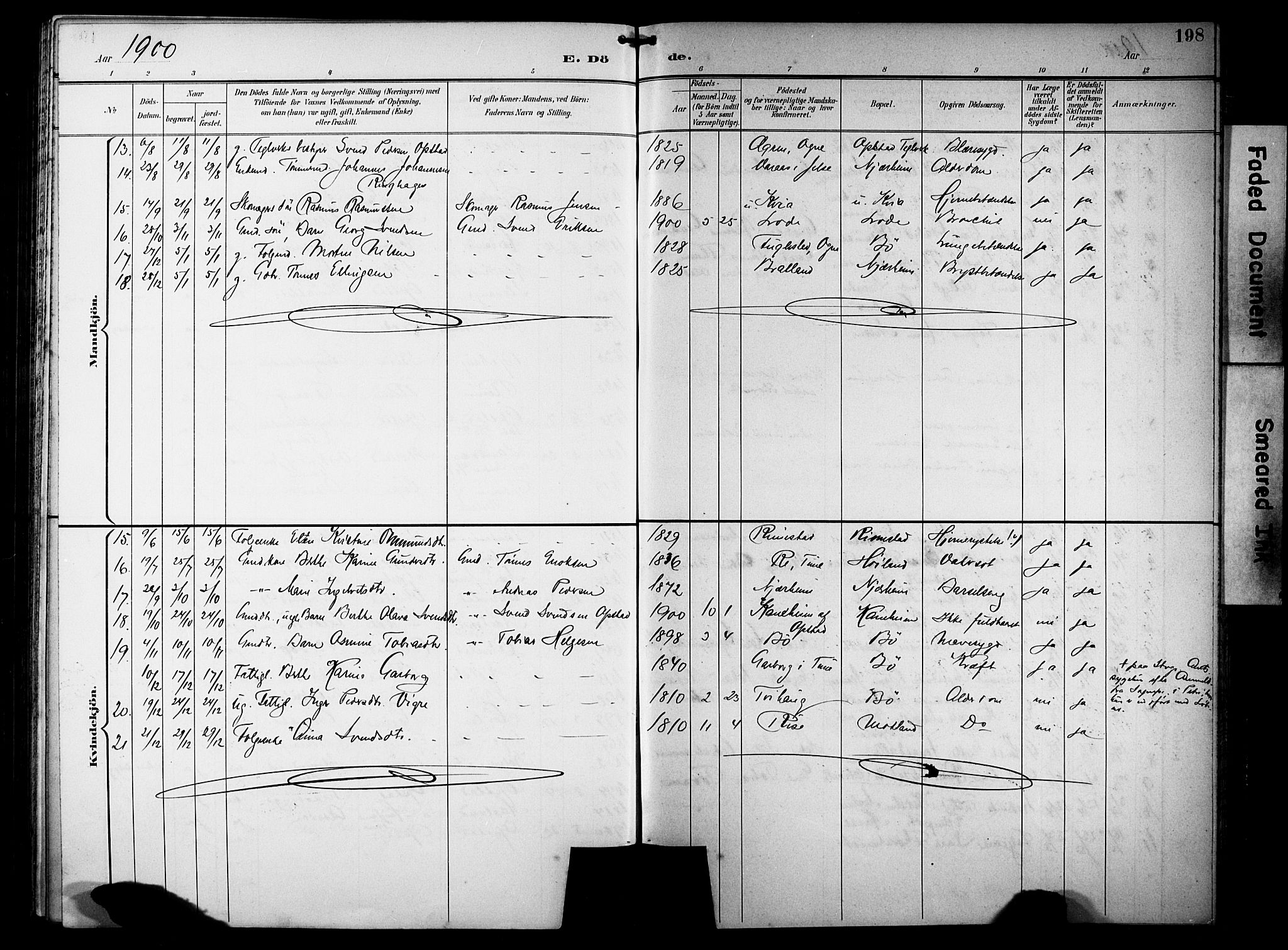 Hå sokneprestkontor, AV/SAST-A-101801/001/30BB/L0005: Parish register (copy) no. B 5, 1894-1912, p. 198