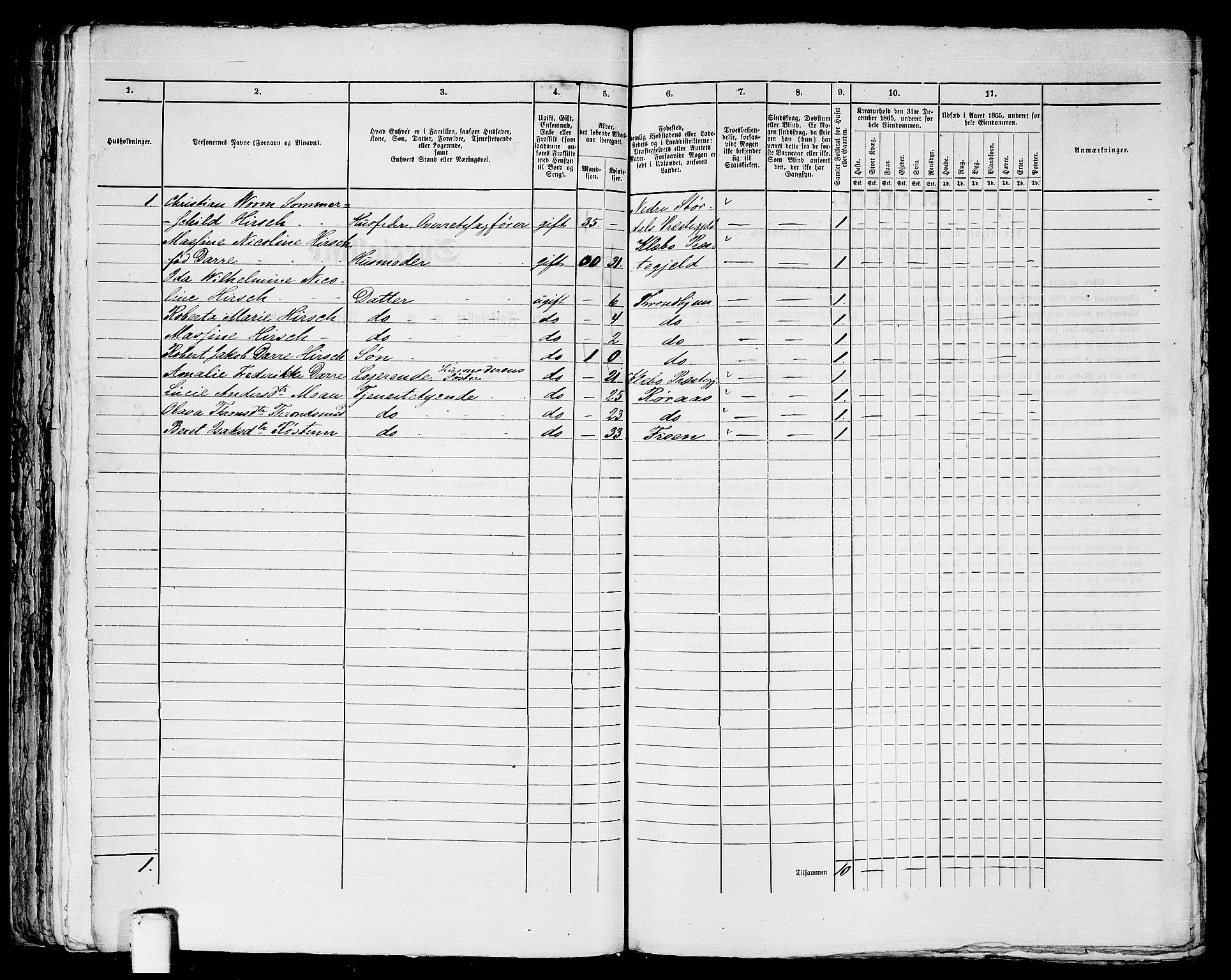 RA, 1865 census for Trondheim, 1865, p. 1159