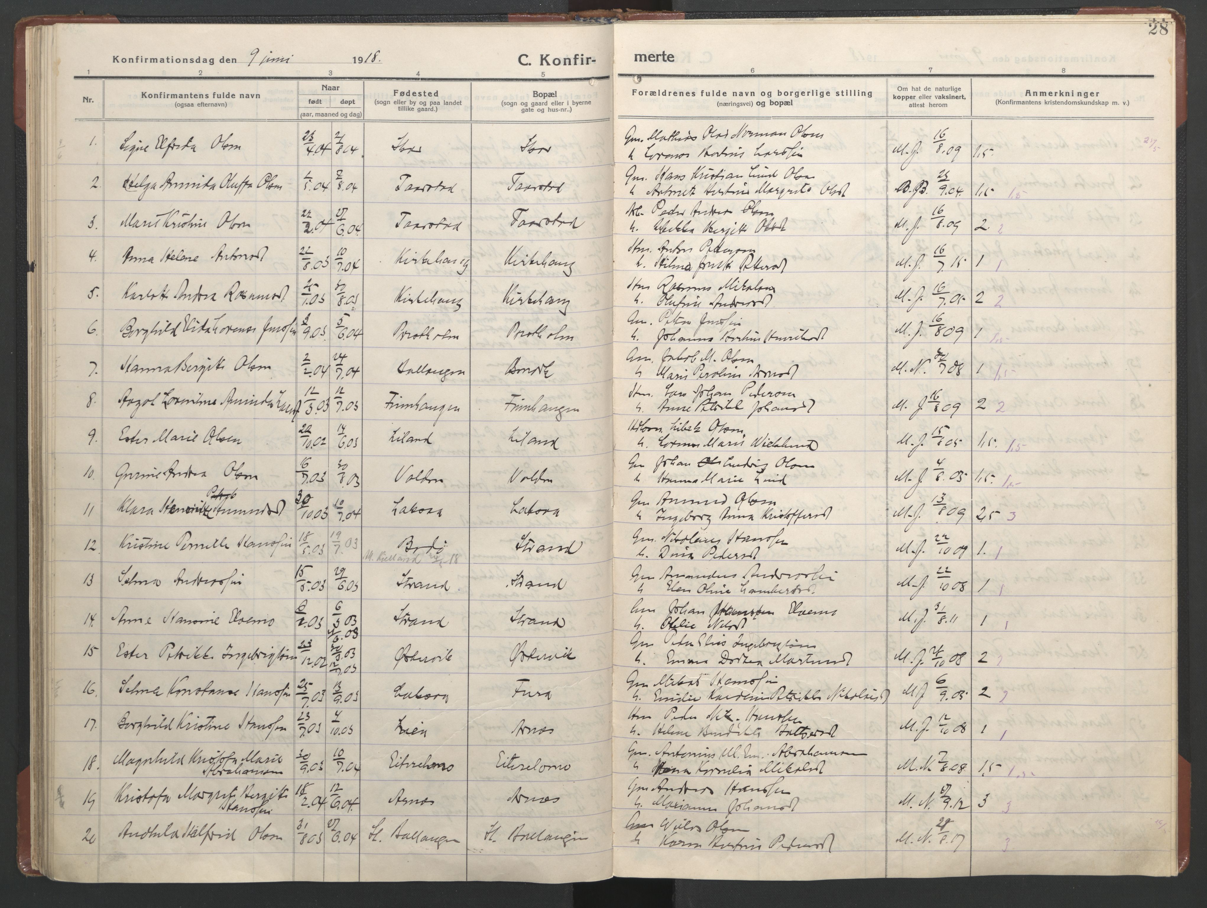 Ministerialprotokoller, klokkerbøker og fødselsregistre - Nordland, AV/SAT-A-1459/863/L0918: Parish register (copy) no. 863C08, 1906-1921, p. 28