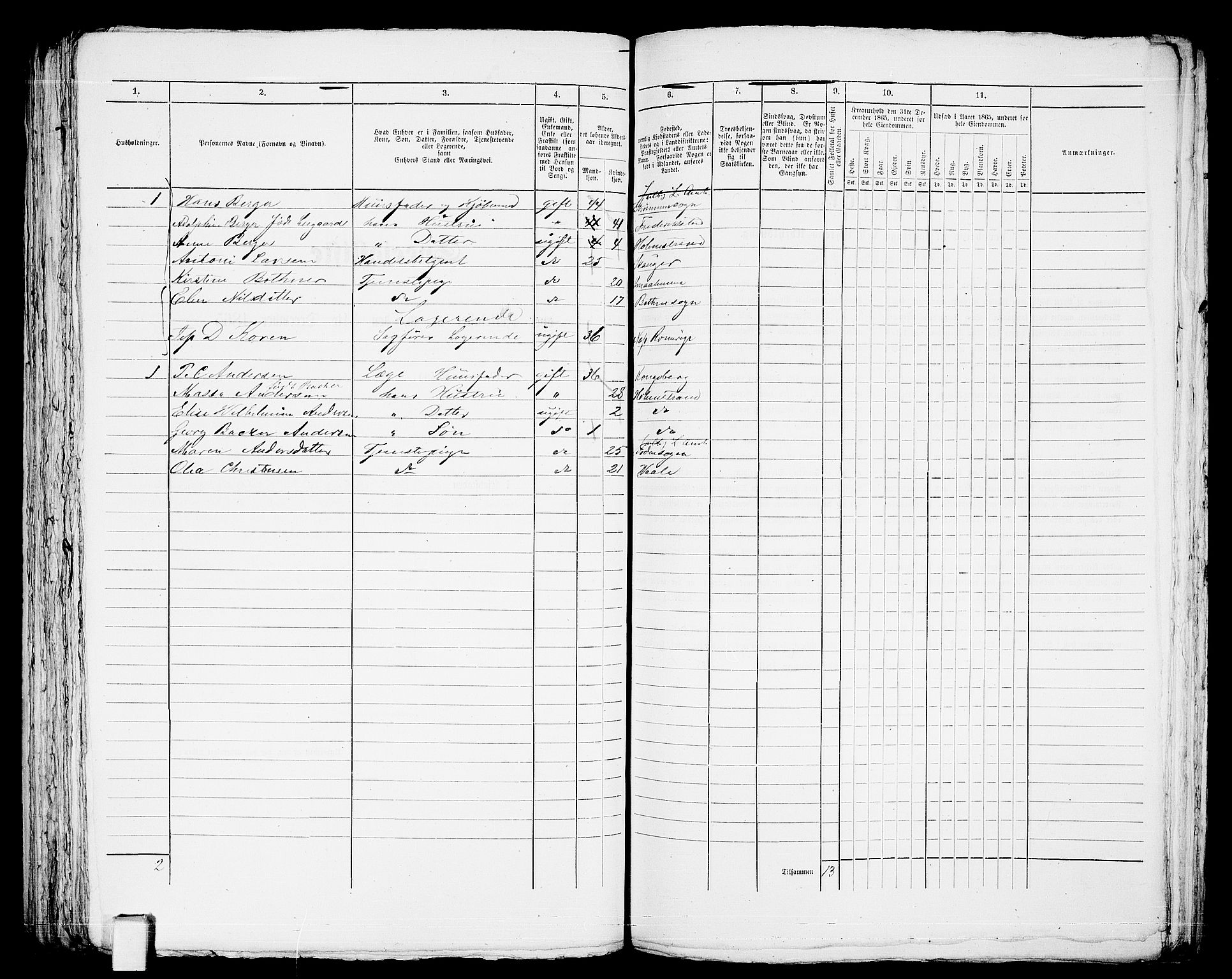 RA, 1865 census for Botne/Holmestrand, 1865, p. 218