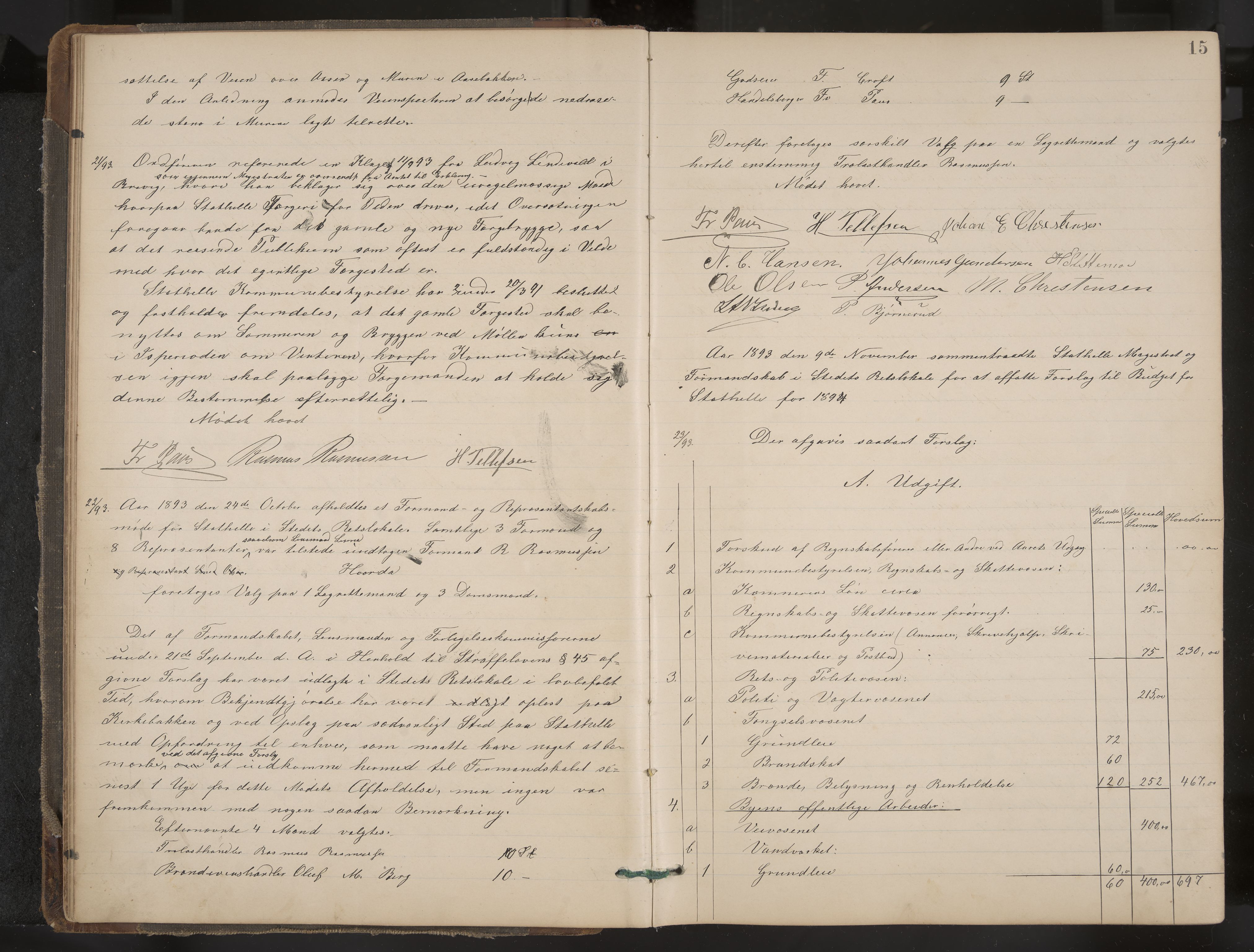 Stathelle formannskap og sentraladministrasjon, IKAK/0803021/A/L0002: Møtebok, 1892-1909, p. 15