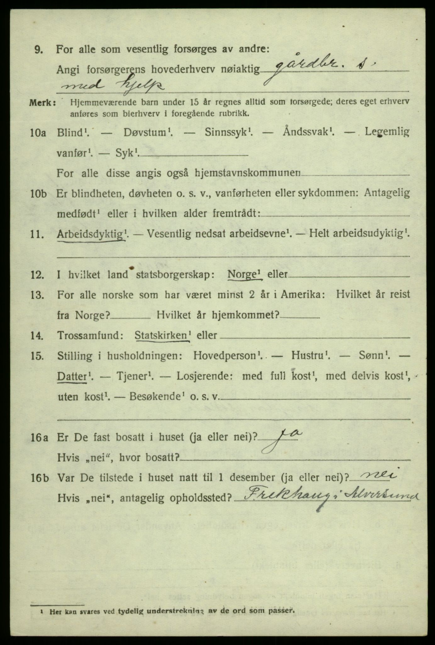 SAB, 1920 census for Bruvik, 1920, p. 1117