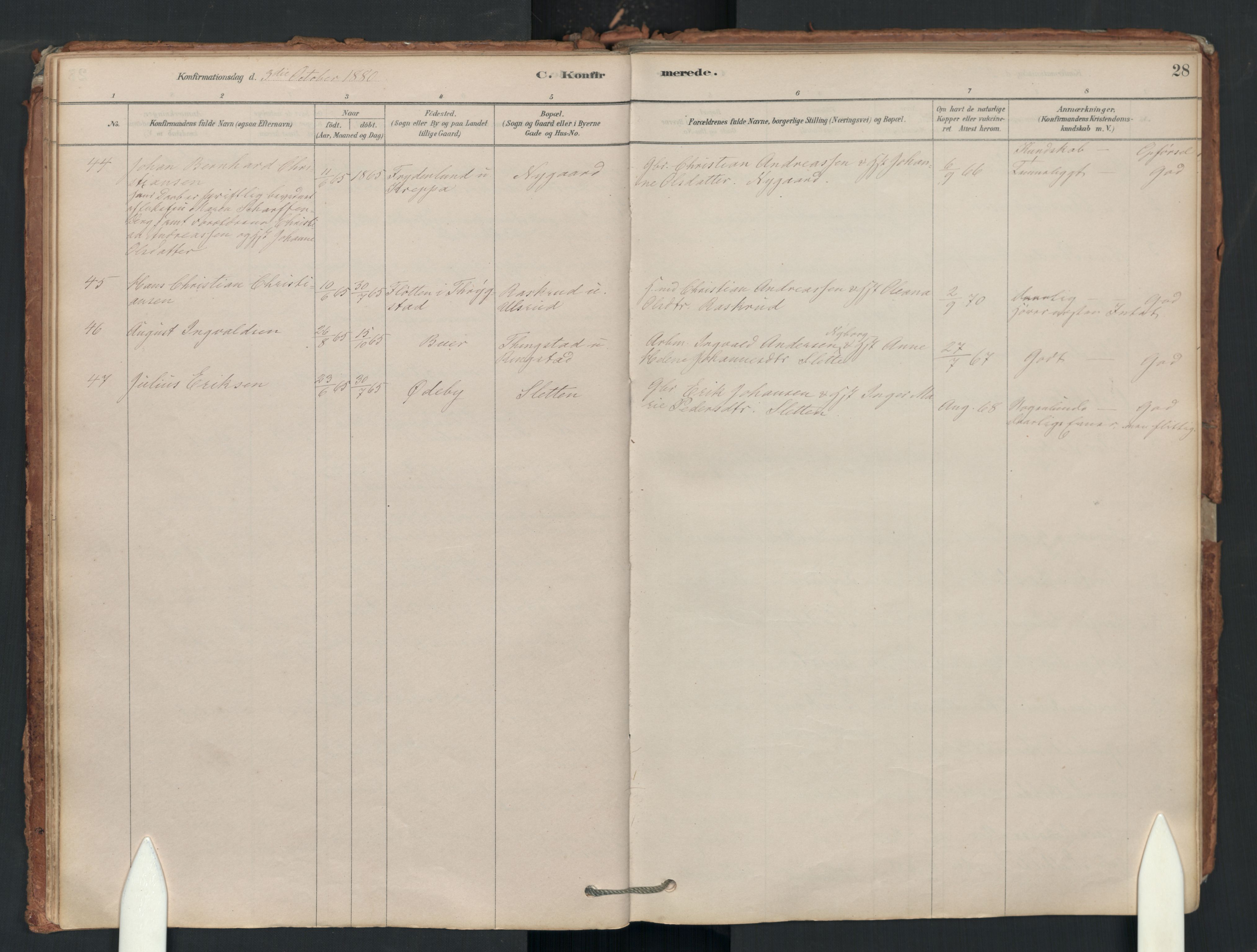 Enebakk prestekontor Kirkebøker, SAO/A-10171c/F/Fa/L0018: Parish register (official) no. I 18, 1877-1930, p. 28