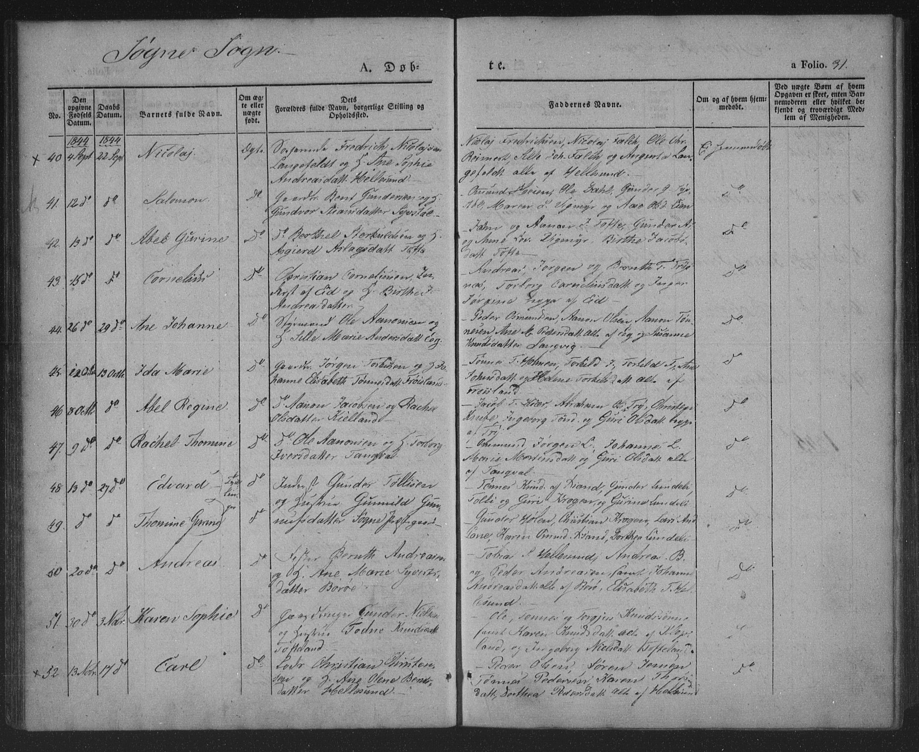 Søgne sokneprestkontor, AV/SAK-1111-0037/F/Fa/Fab/L0009: Parish register (official) no. A 9, 1838-1853, p. 31