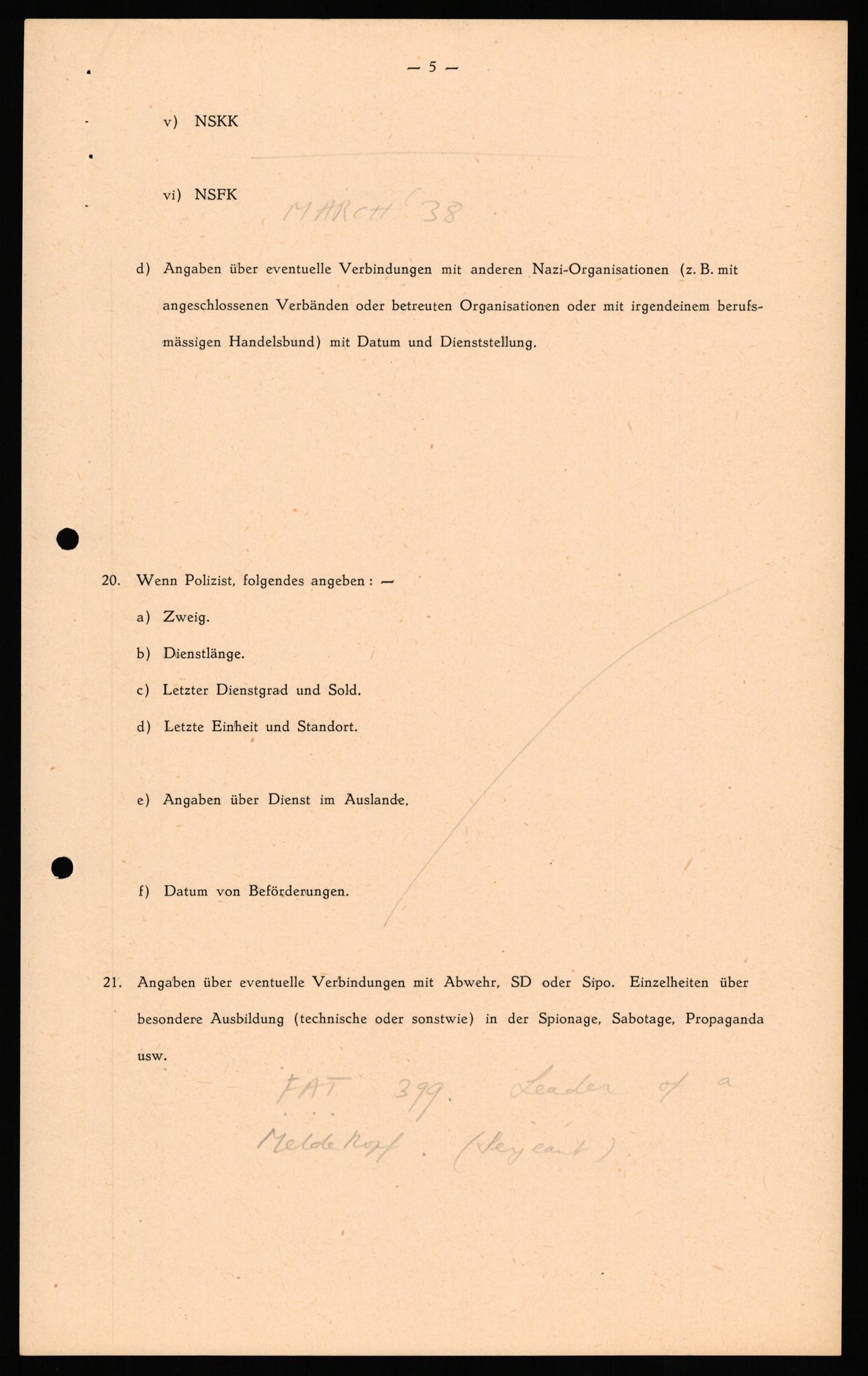 Forsvaret, Forsvarets overkommando II, RA/RAFA-3915/D/Db/L0035: CI Questionaires. Tyske okkupasjonsstyrker i Norge. Tyskere., 1945-1946, p. 379