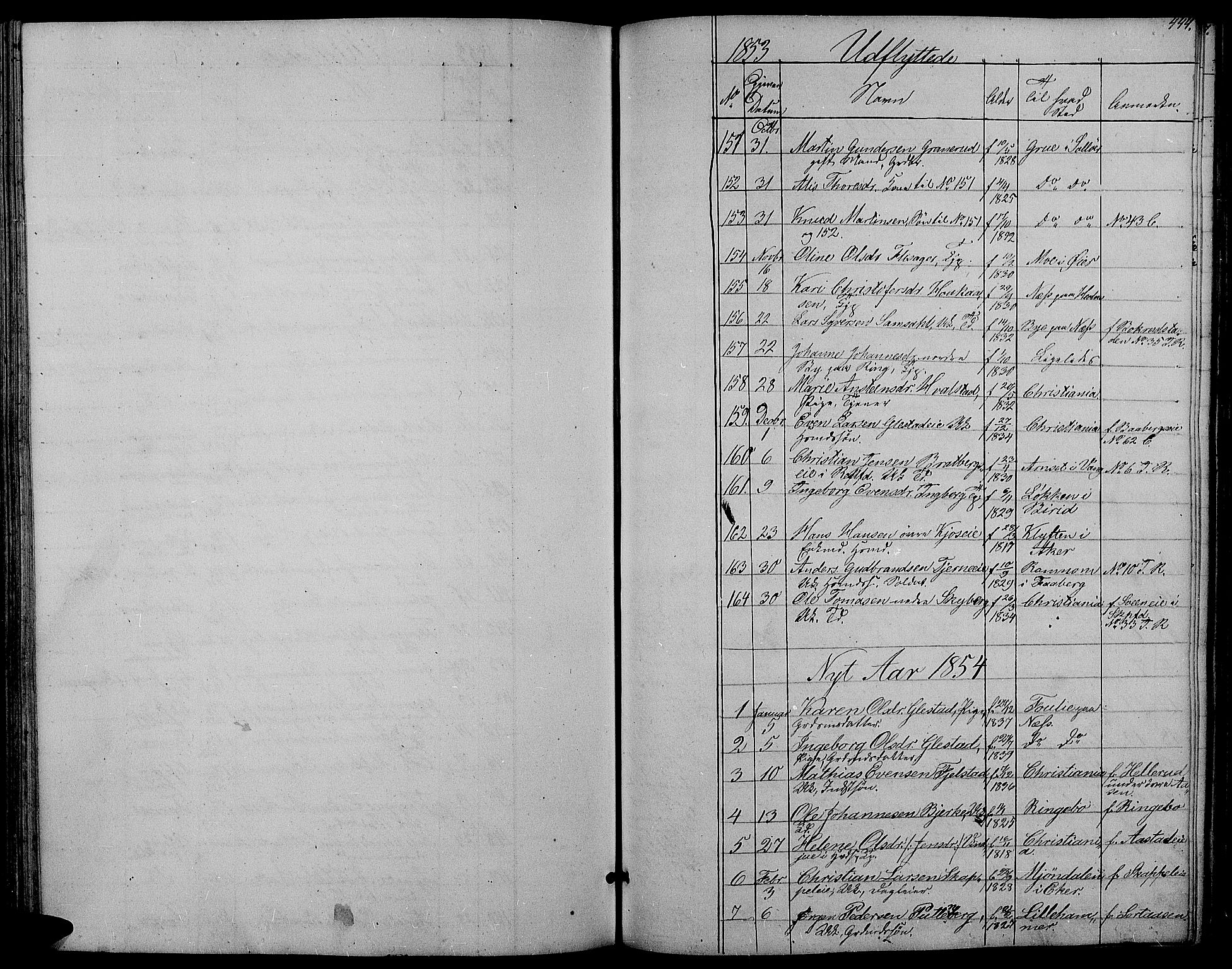 Ringsaker prestekontor, AV/SAH-PREST-014/L/La/L0006: Parish register (copy) no. 6, 1851-1860, p. 444