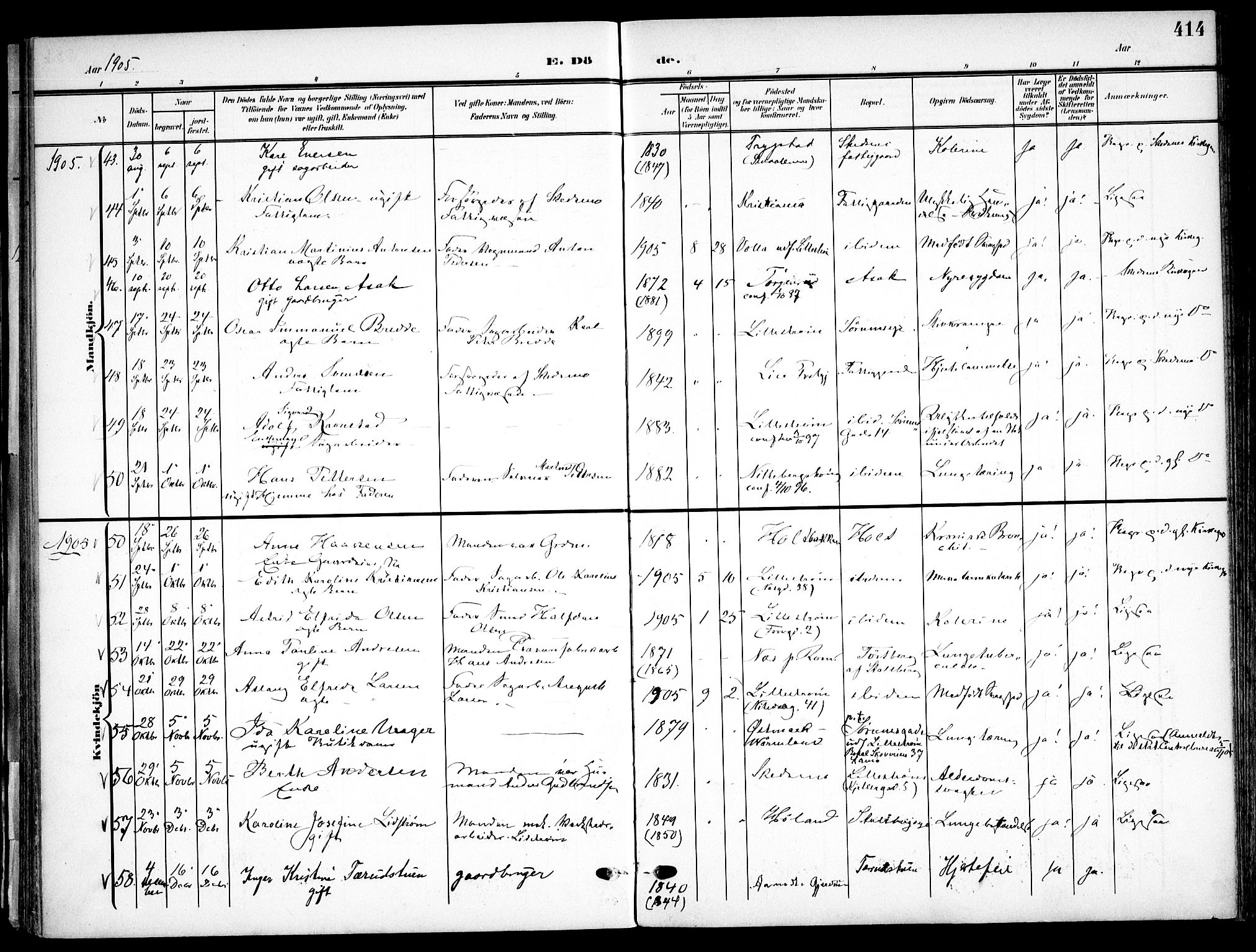 Skedsmo prestekontor Kirkebøker, SAO/A-10033a/F/Fa/L0015: Parish register (official) no. I 15, 1902-1917, p. 414
